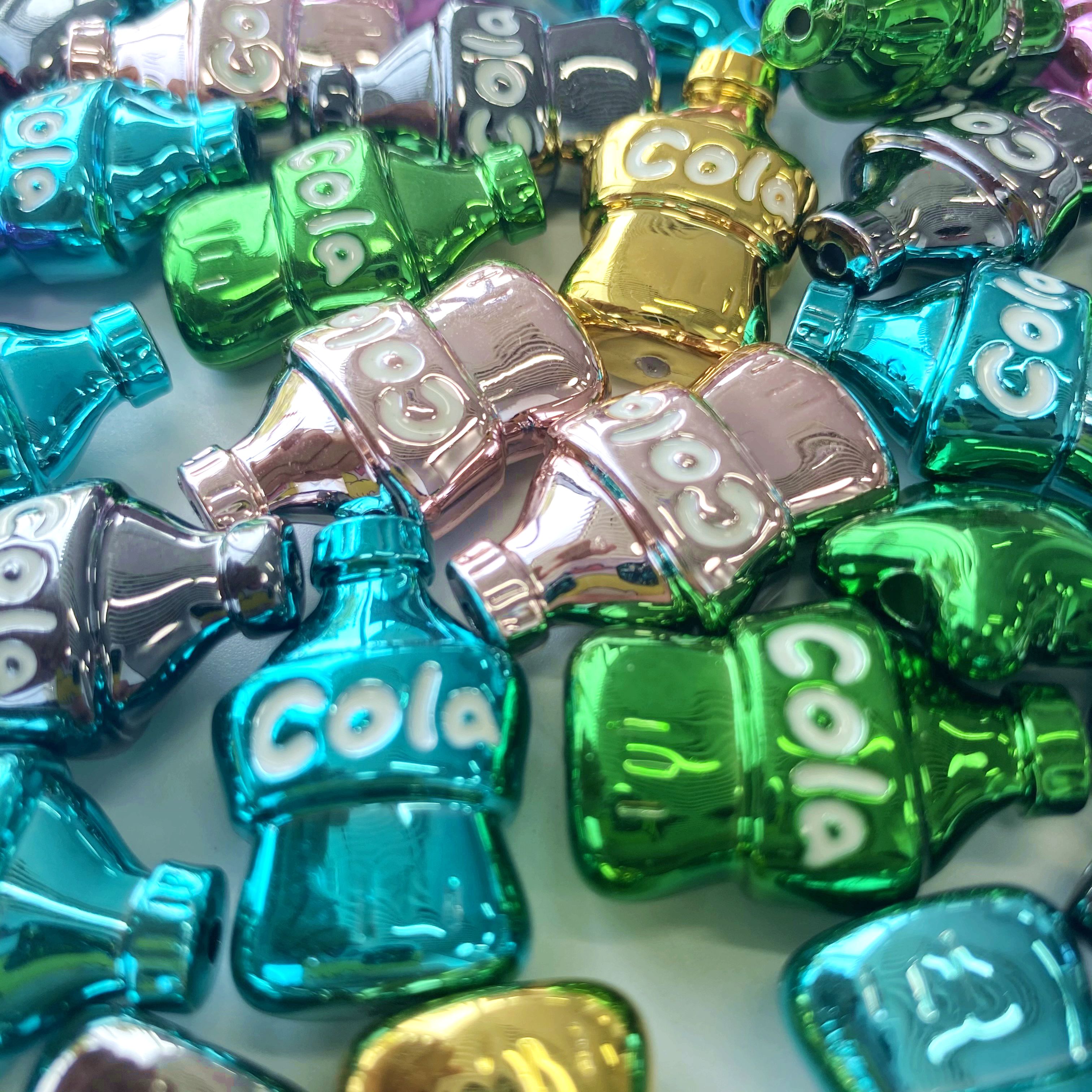 Acrylic electroplated metal cola bottle creative diy mobile phone pendant chain/pendant key chain accessory making materials Specification image