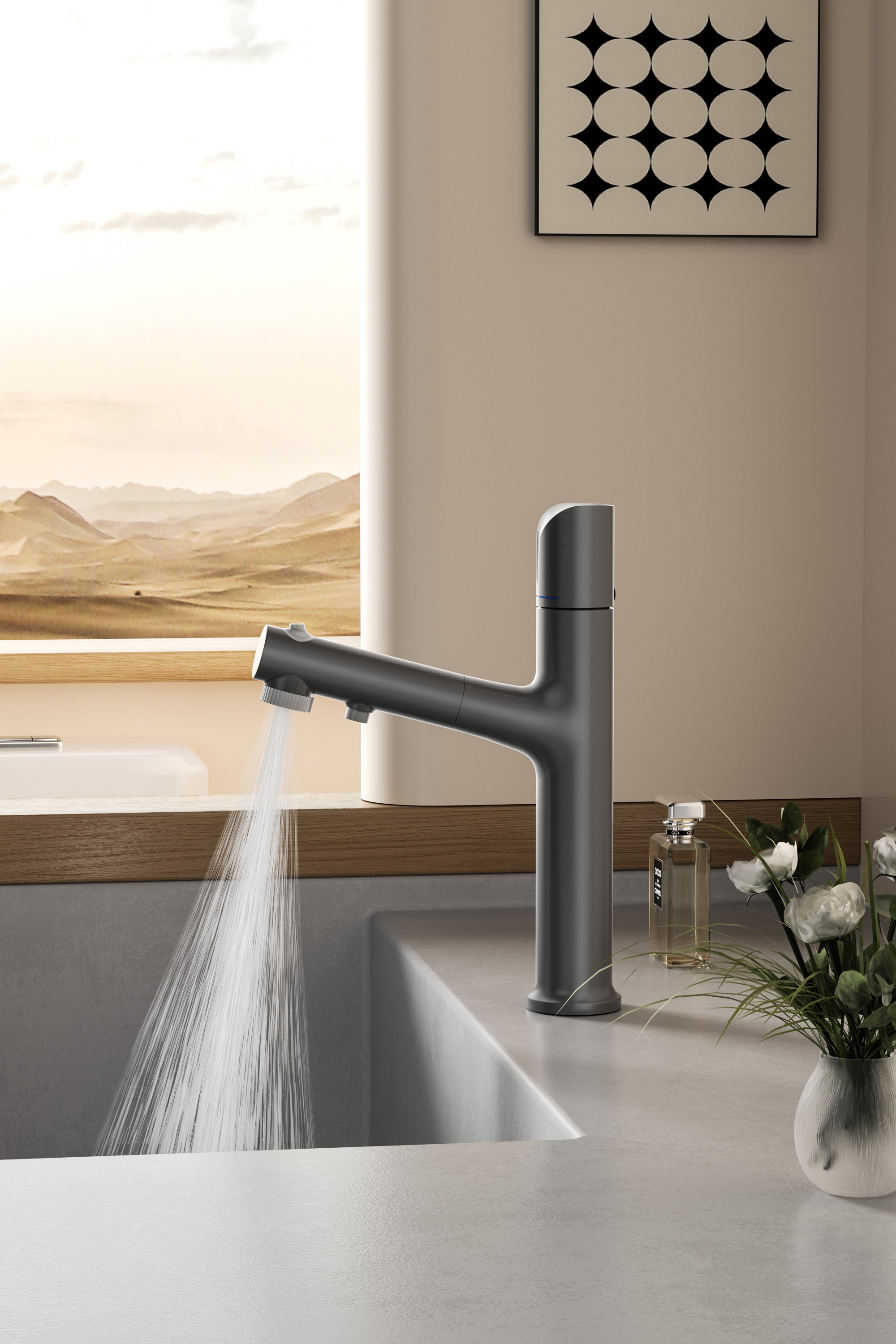 RAN brand, V9 model, kitchen faucet, imported valve core, electroplated + baked paint, highly efficient water-saving, healthy and environmentally friendly, selected main materials details Picture