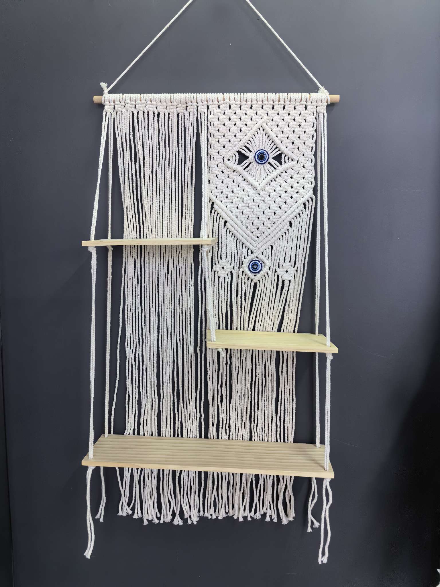 纯手工置物架棉绳编织置物架简易置物架可以收纳物品适用于民宿酒店家居置物架置物架详情图5