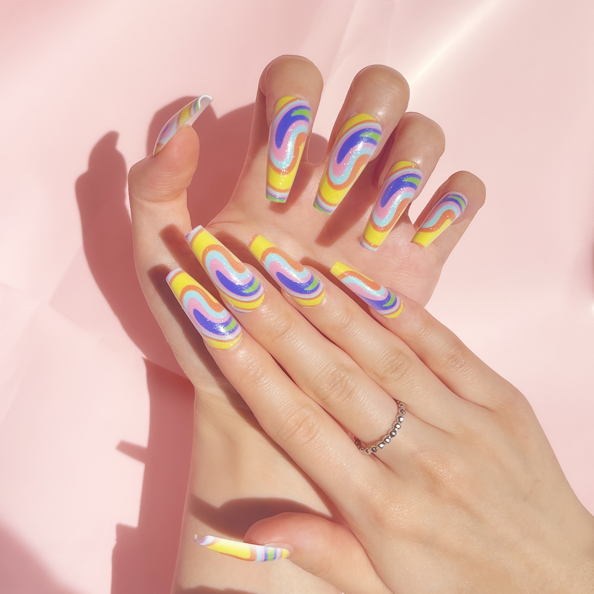 24-piece long trapezoidal nail clips, detachable and wearable, color nail clips details Picture