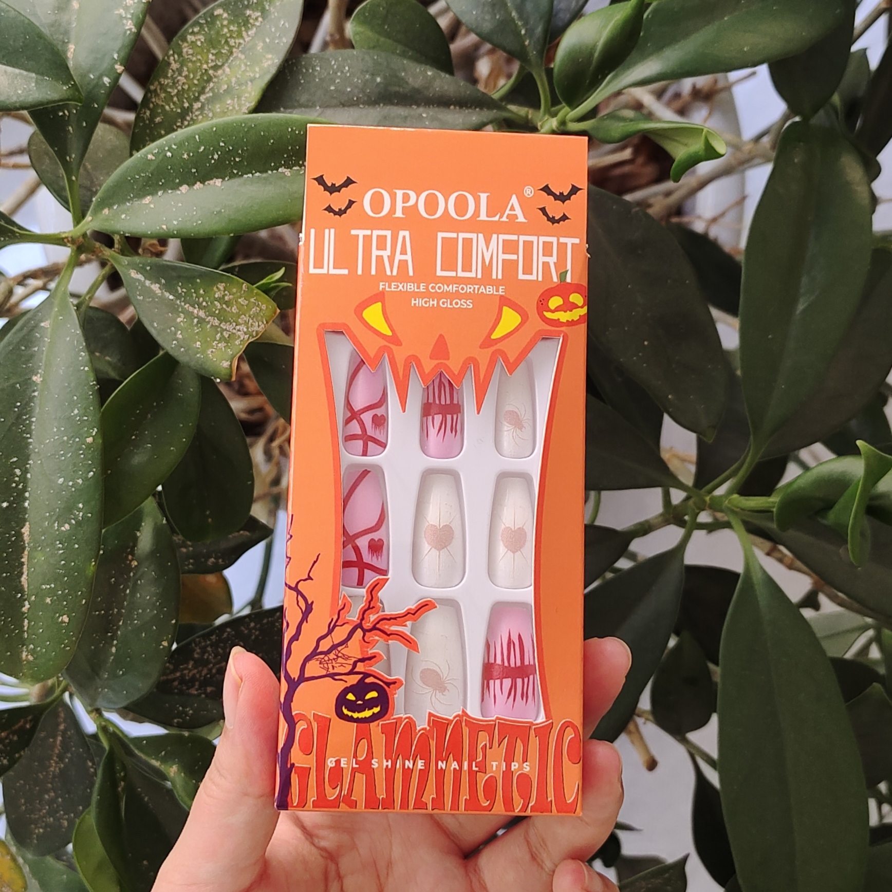 24-piece Halloween-themed almond-shaped nail detachable wearable nail art pieces with ghost patterns details Picture