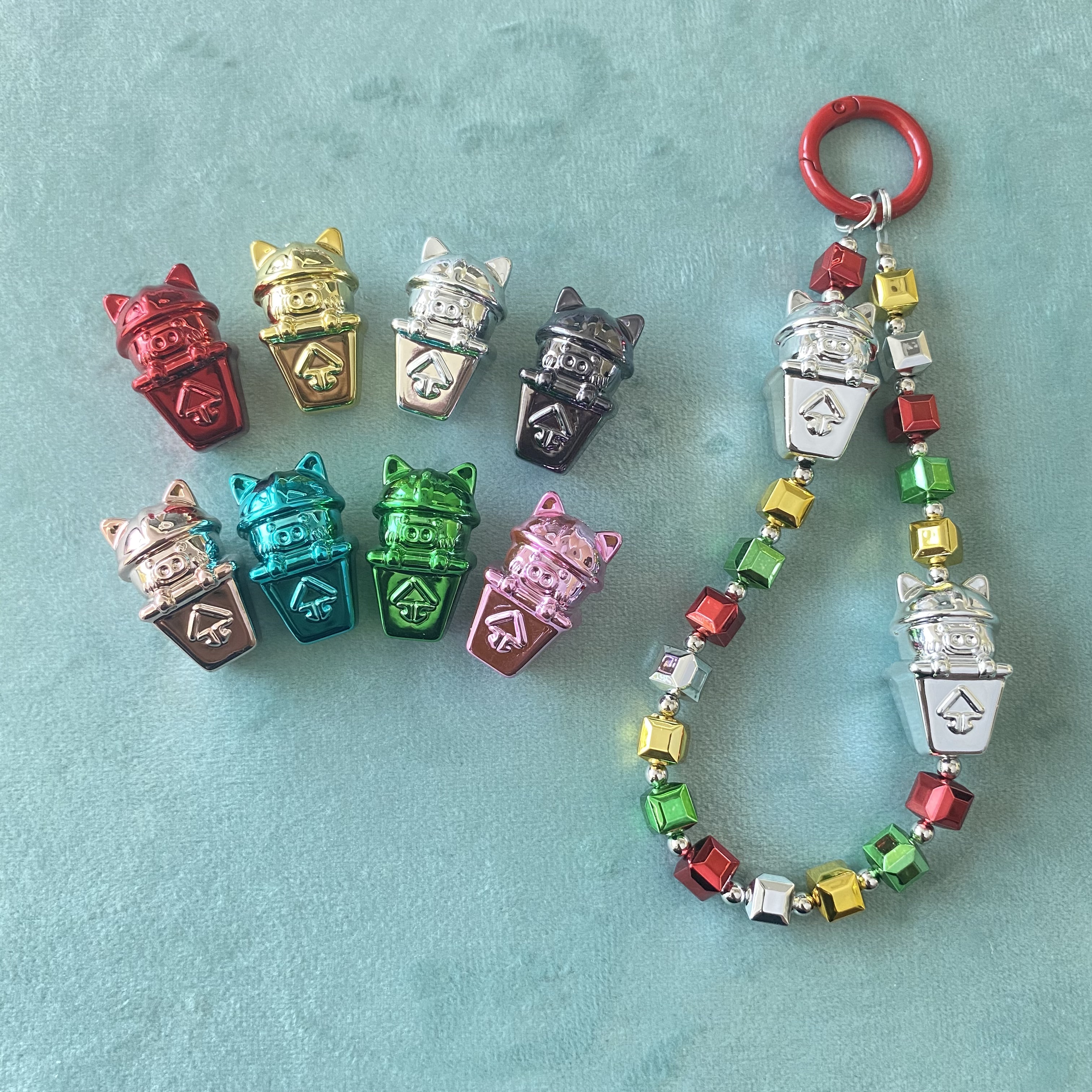 Acrylic electroplated metal piggy trash can diy mobile phone pendant chain/pendant key chain accessory making materials details Picture
