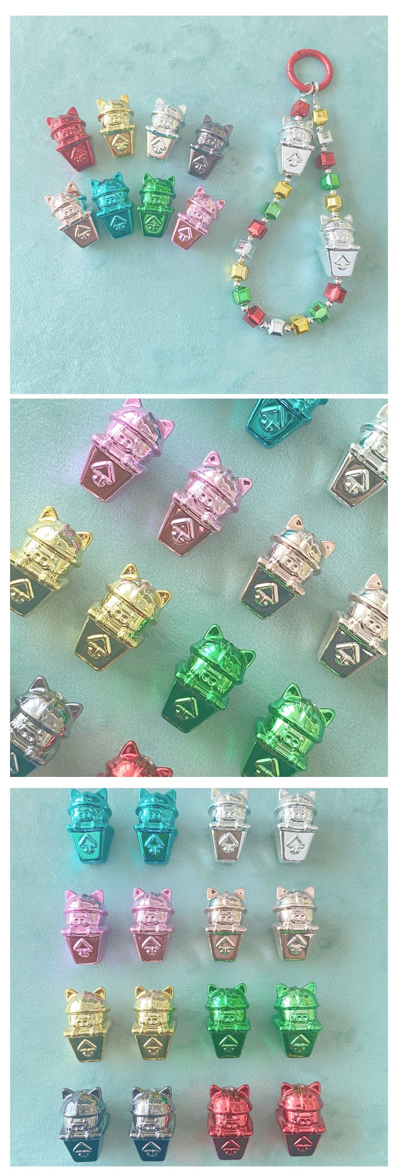 Acrylic electroplated metal piggy trash can diy mobile phone pendant chain/pendant key chain accessory making materials pic 4