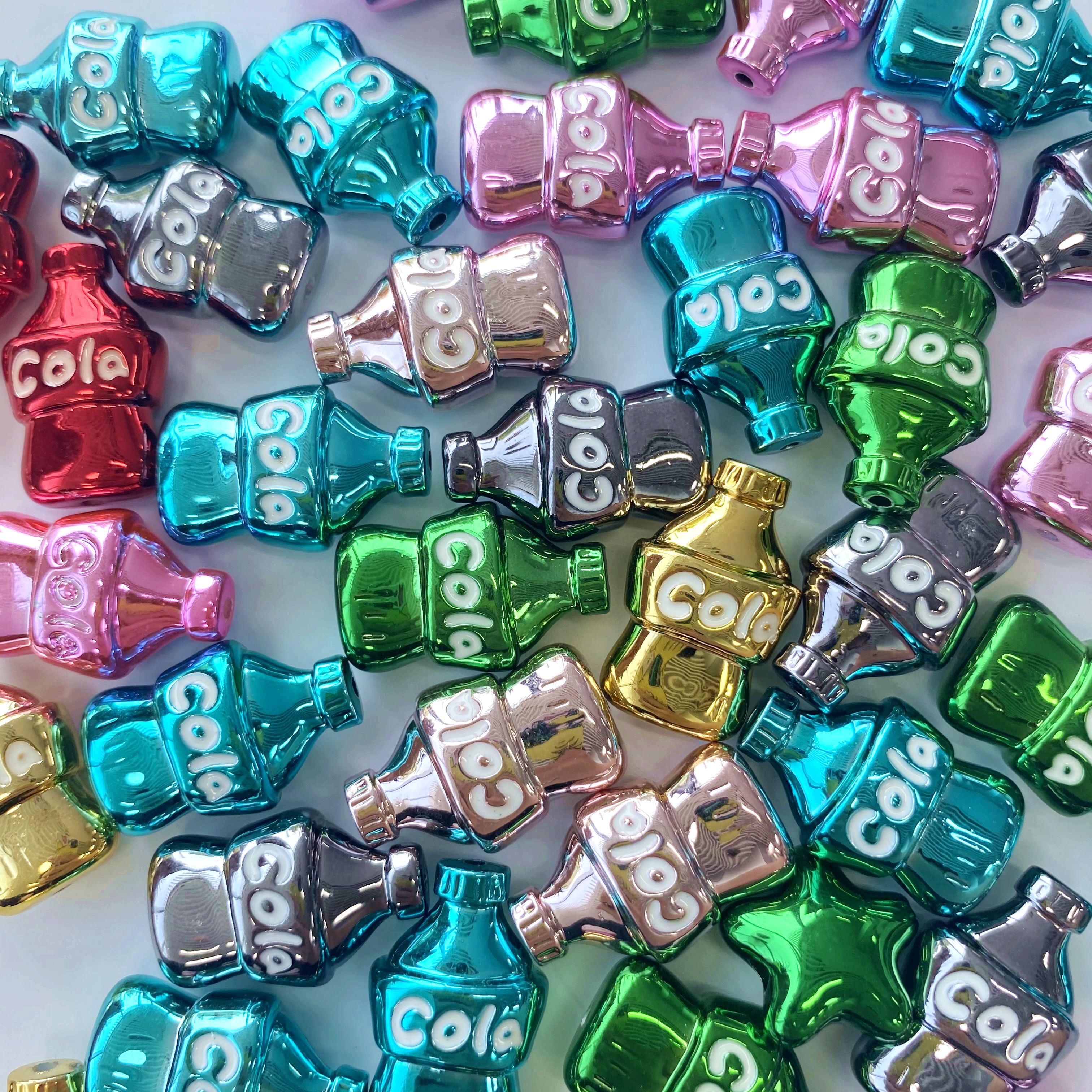 Acrylic electroplated metal cola bottle creative diy mobile phone pendant chain/pendant key chain accessory making materials details Picture