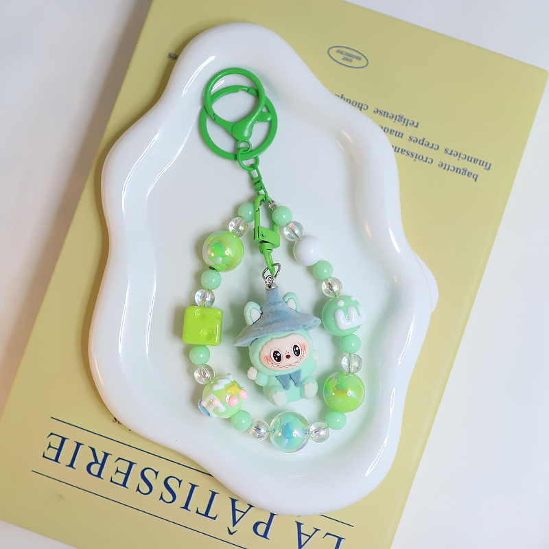 New little dinosaur labubu keychain pendant, cute silicone granule bag pendant accessory, best friend couple gift detail image 3