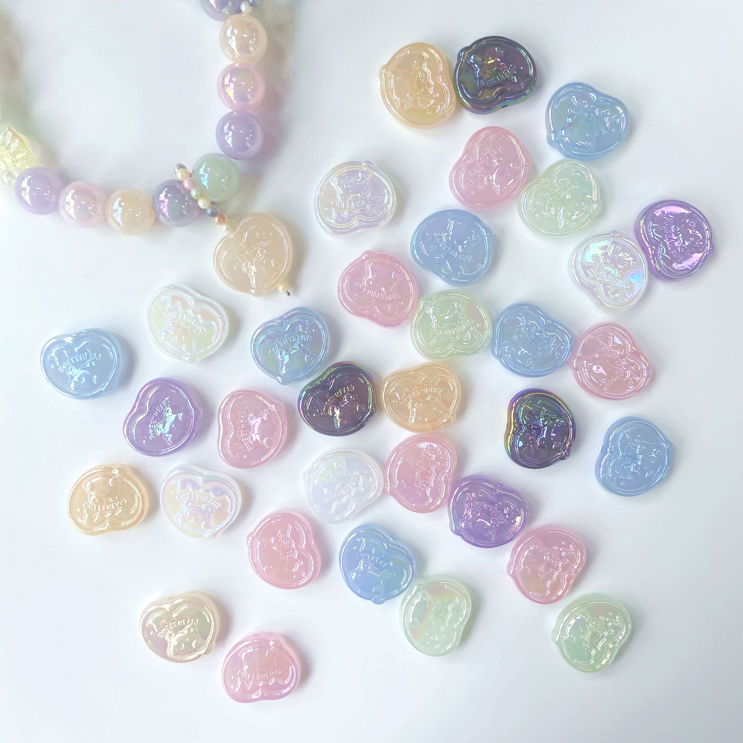 Acrylic uv jelly sweetheart bear piece creative diy mobile phone chain pendant/key pendant accessory material production Specification image