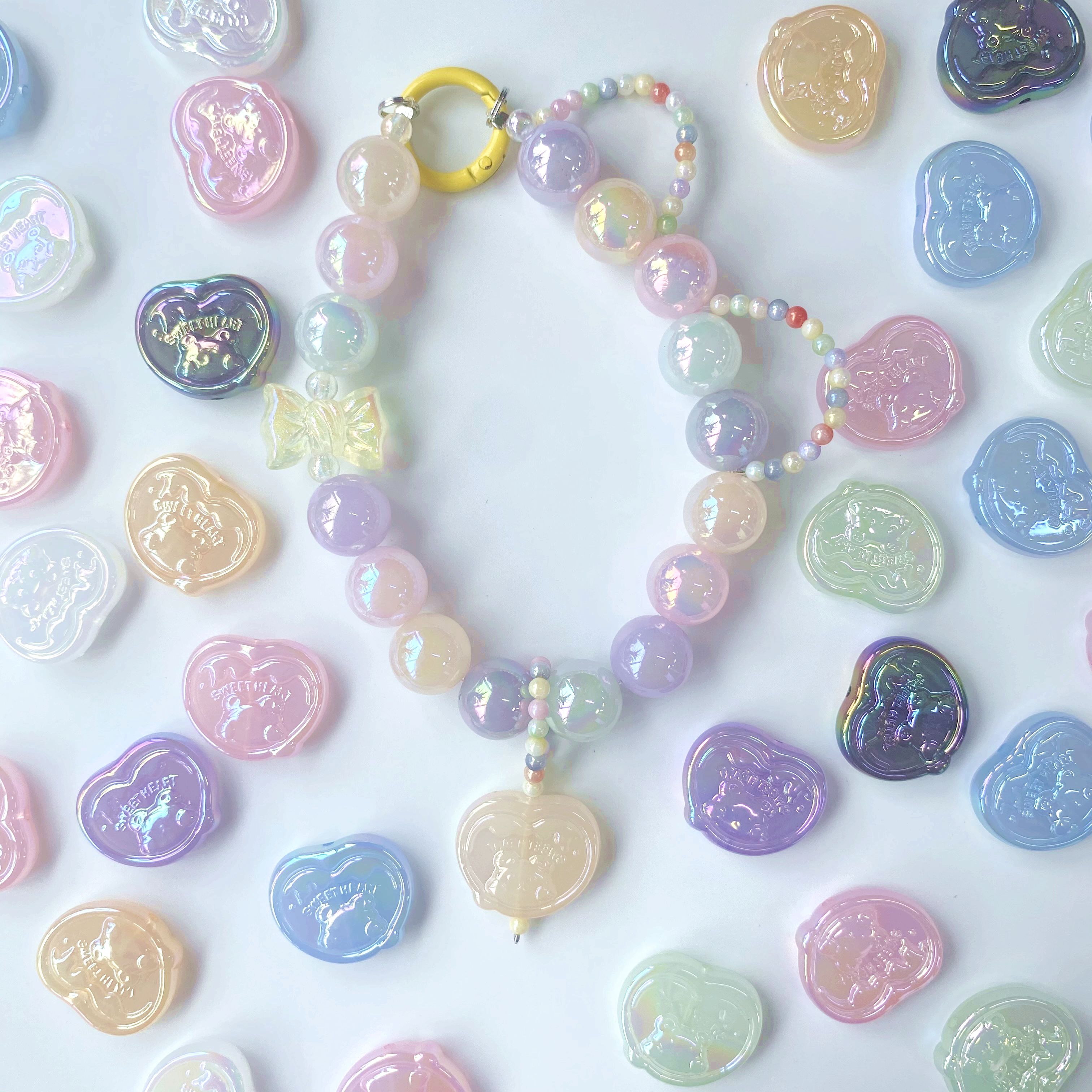 Acrylic uv jelly sweetheart bear piece creative diy mobile phone chain pendant/key pendant accessory material production Item Picture