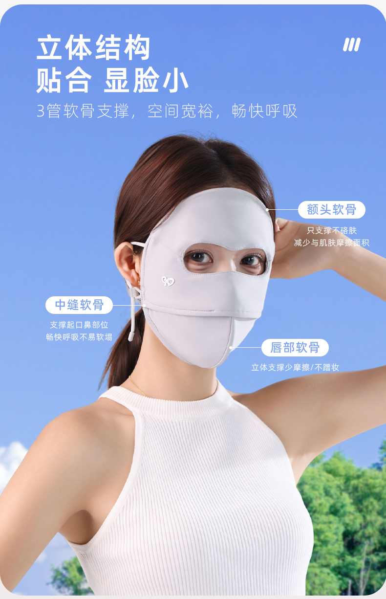 恩爱德防晒口罩女夏季防紫外线术后脸基尼遮阳冰丝全脸防晒面罩详情5