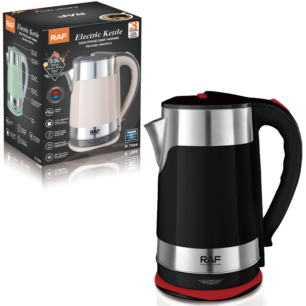 RAF European standard household wholesale stainless steel inner liner electric kettle 3L quick kettle heating automatic power-off kettle Specification drawing