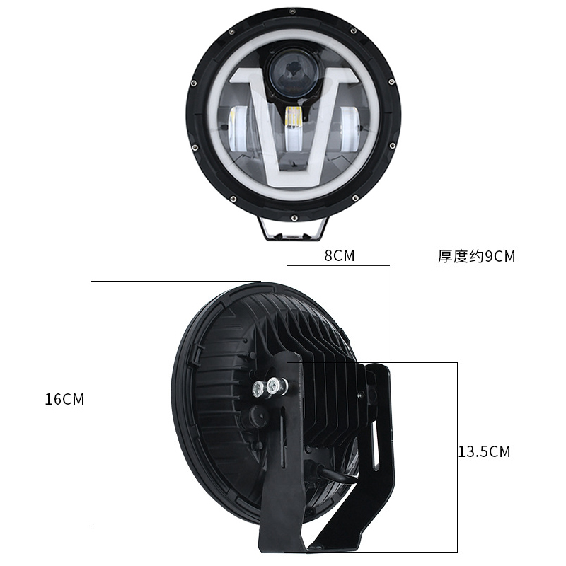 Automotive LED 7-inch angel eye spotlights, work lights, truck Euro truck lights, 12-36v front lights for cars and motorcycles details Picture