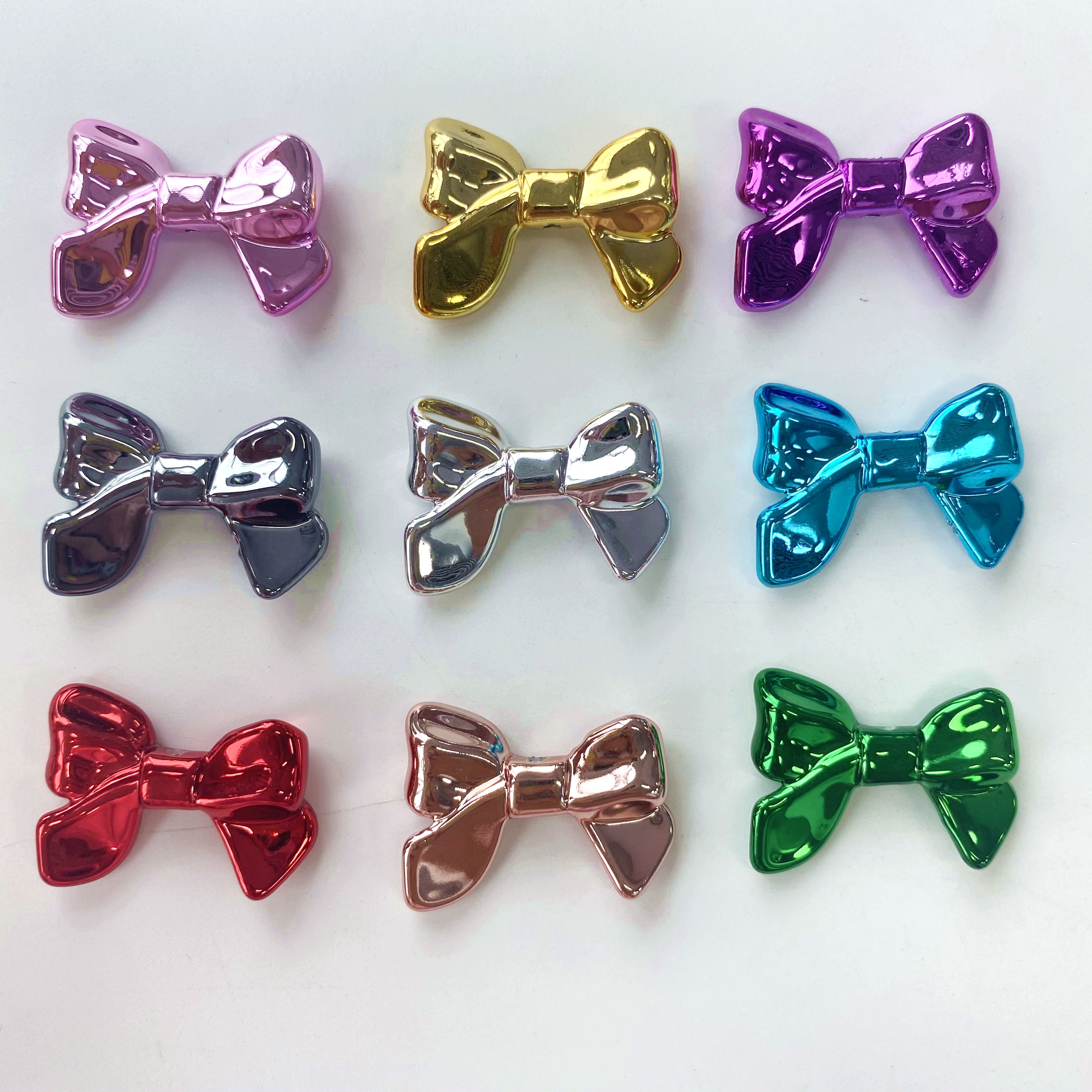 Acrylic electroplated metal ribbon bow creative diy mobile phone pendant chain/pendant key chain accessory making materials
