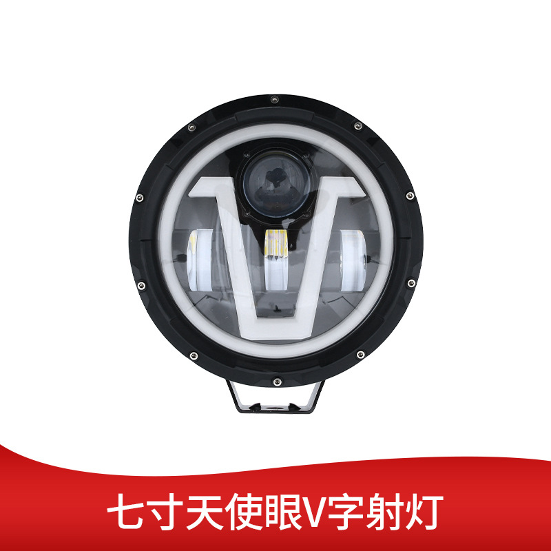Automotive LED 7-inch angel eye spotlights, work lights, truck Euro truck lights, 12-36v front lights for cars and motorcycles Item Picture