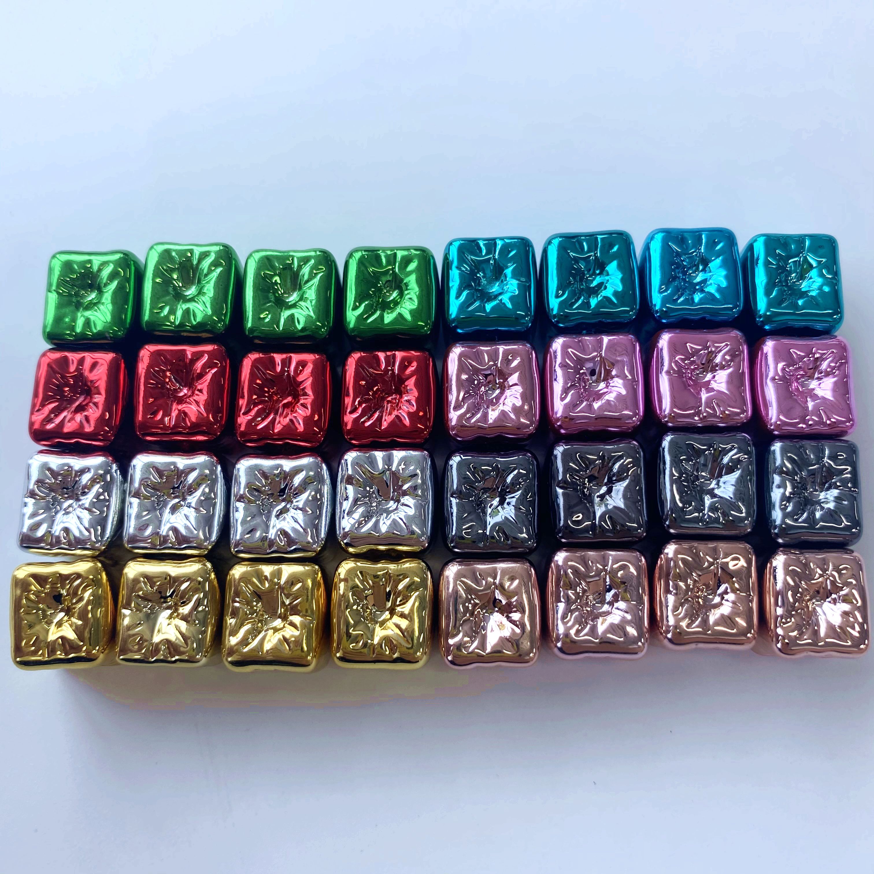 亚克力电镀金属正方形凹凸方块创意diy手机挂链/挂饰钥匙链饰品配件制作材料