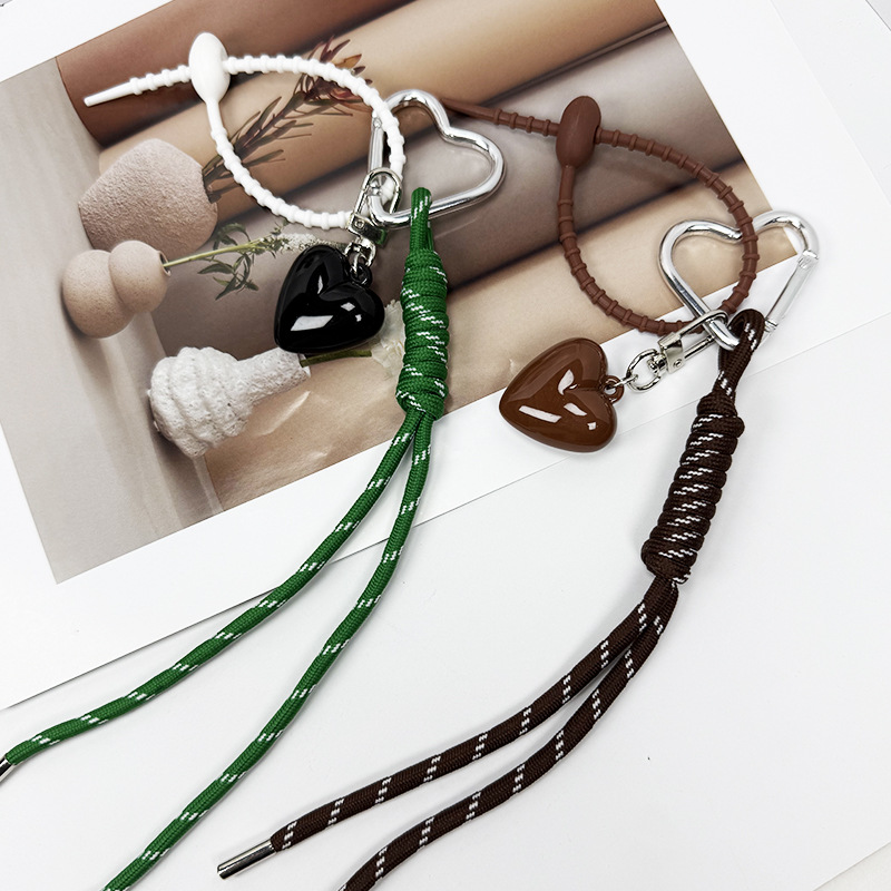 新款编织绳钥匙扣挂件简约百搭miu系包包挂饰配件短款手机挂绳 
