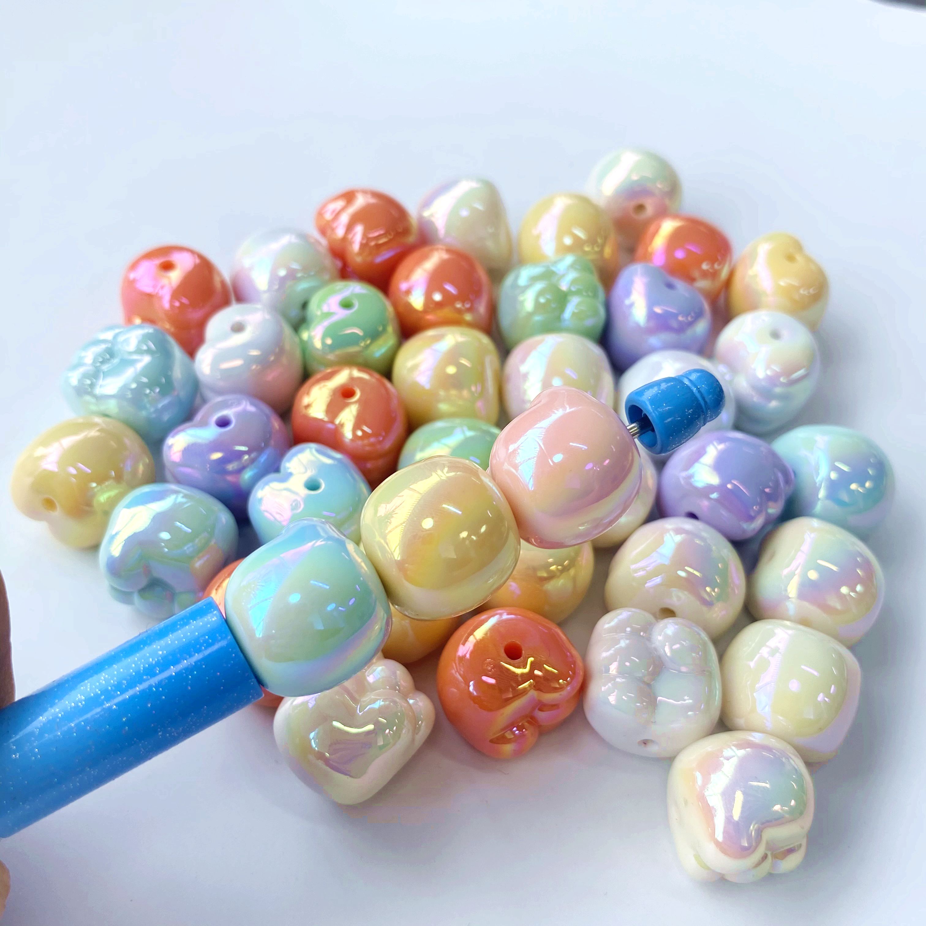 Acrylic solid color uv small fist diy pendant/mobile phone chain keychain pendant accessory material production details Picture