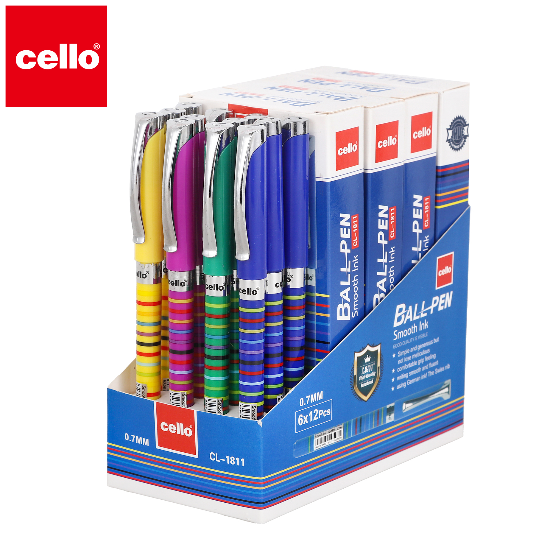 cello brand Smooth Writing Long Cap Ballpoint Pen CL-1811 Item Picture