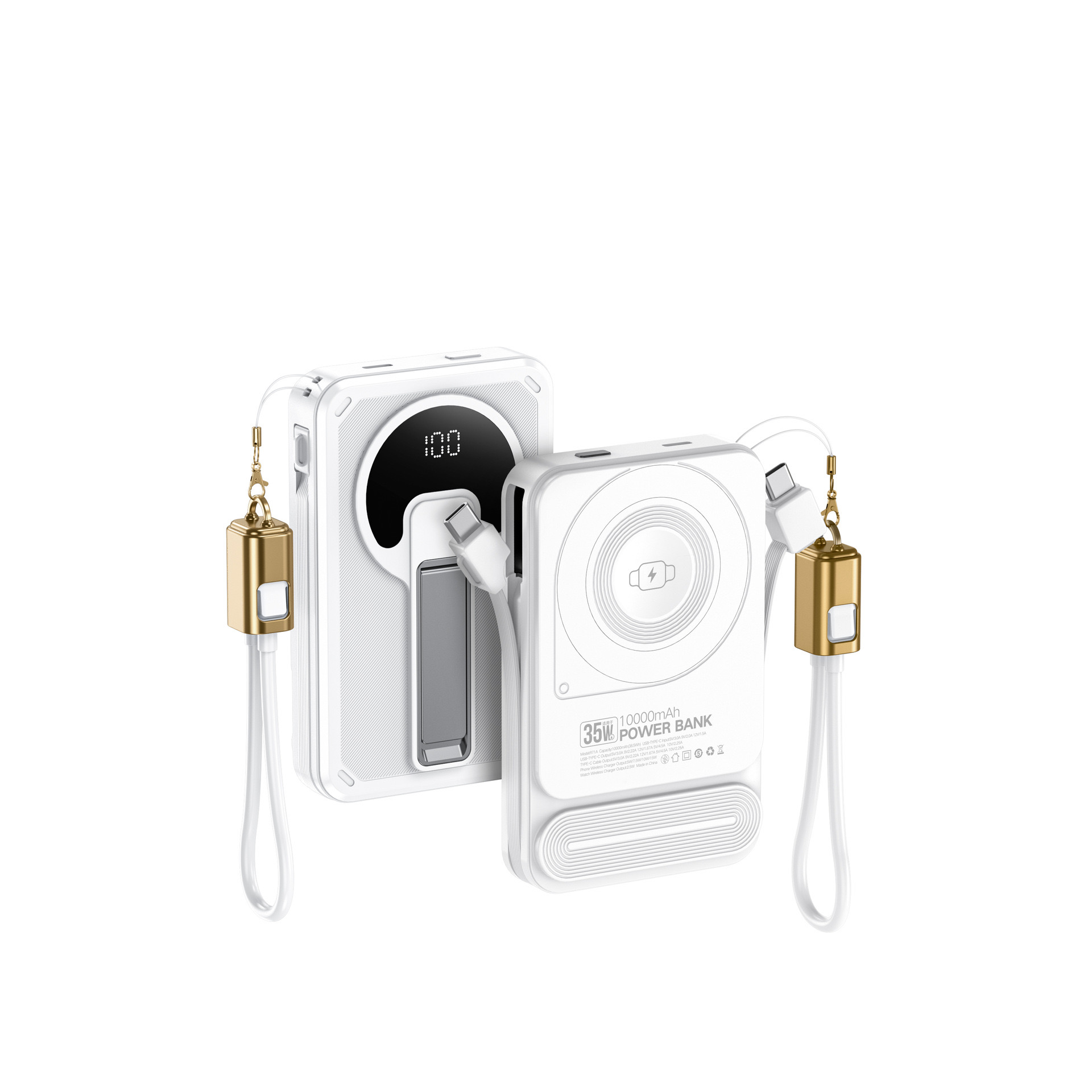 The new watch wireless magnetic power bank is a four-in-one stand with a built-in cable. Connect to a power bank outside the window Item Picture