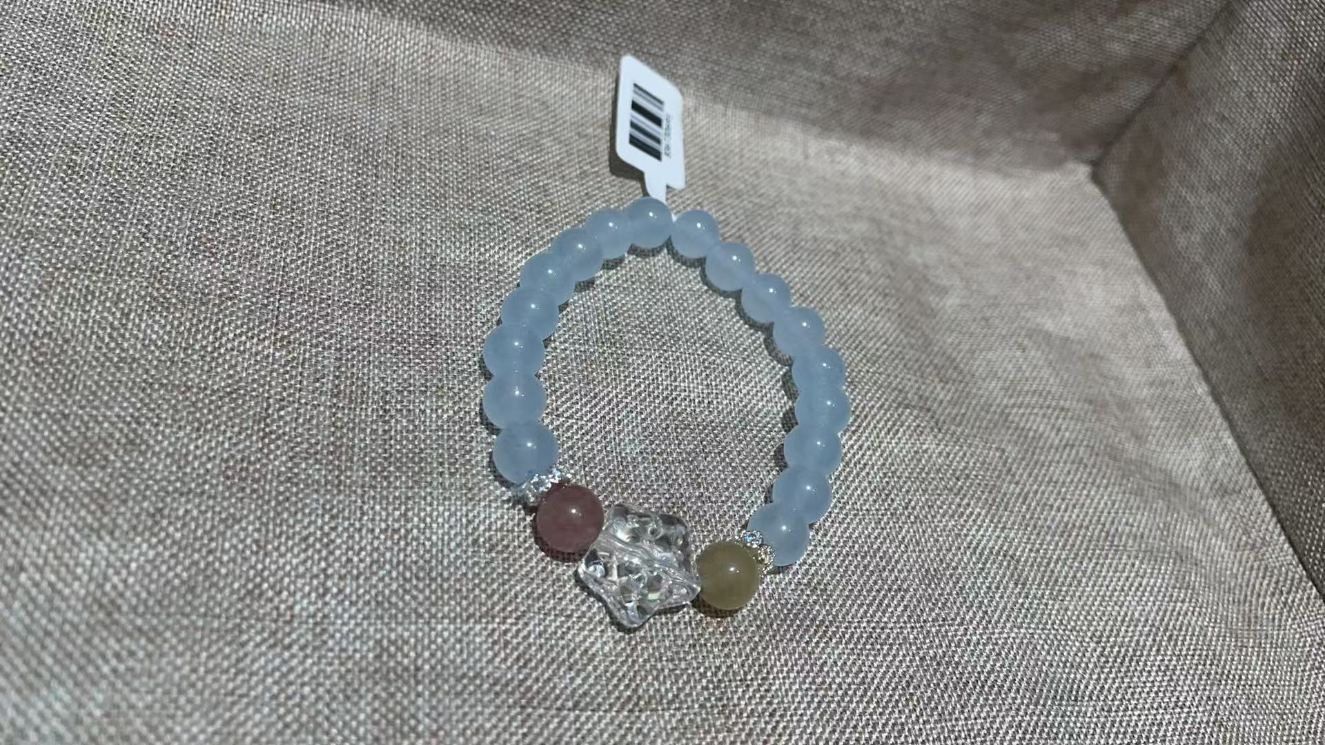 天然海蓝宝月光石白水晶白阿塞纯银水晶手链