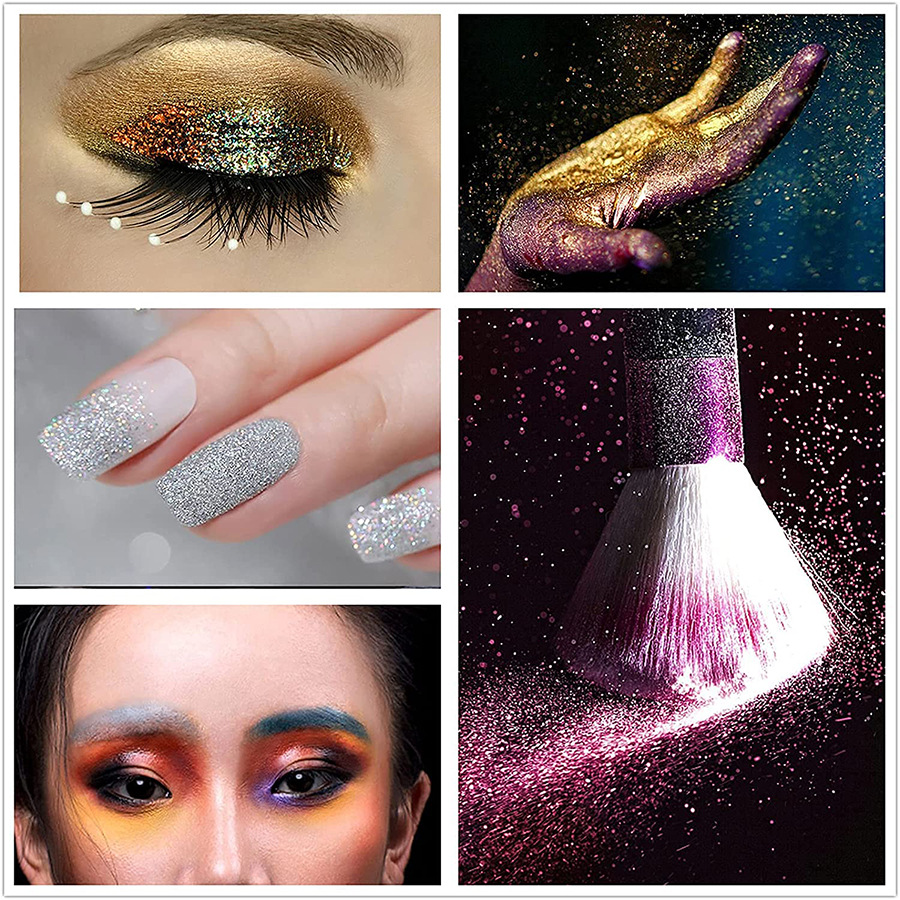 Factory direct sales of 1/96",1/128",1/256" multiple specifications of gold powder, gold powder, iridescence laser gold glitter, gold powder, gold powder, glitter powder, diy children's painting art Application Scenario