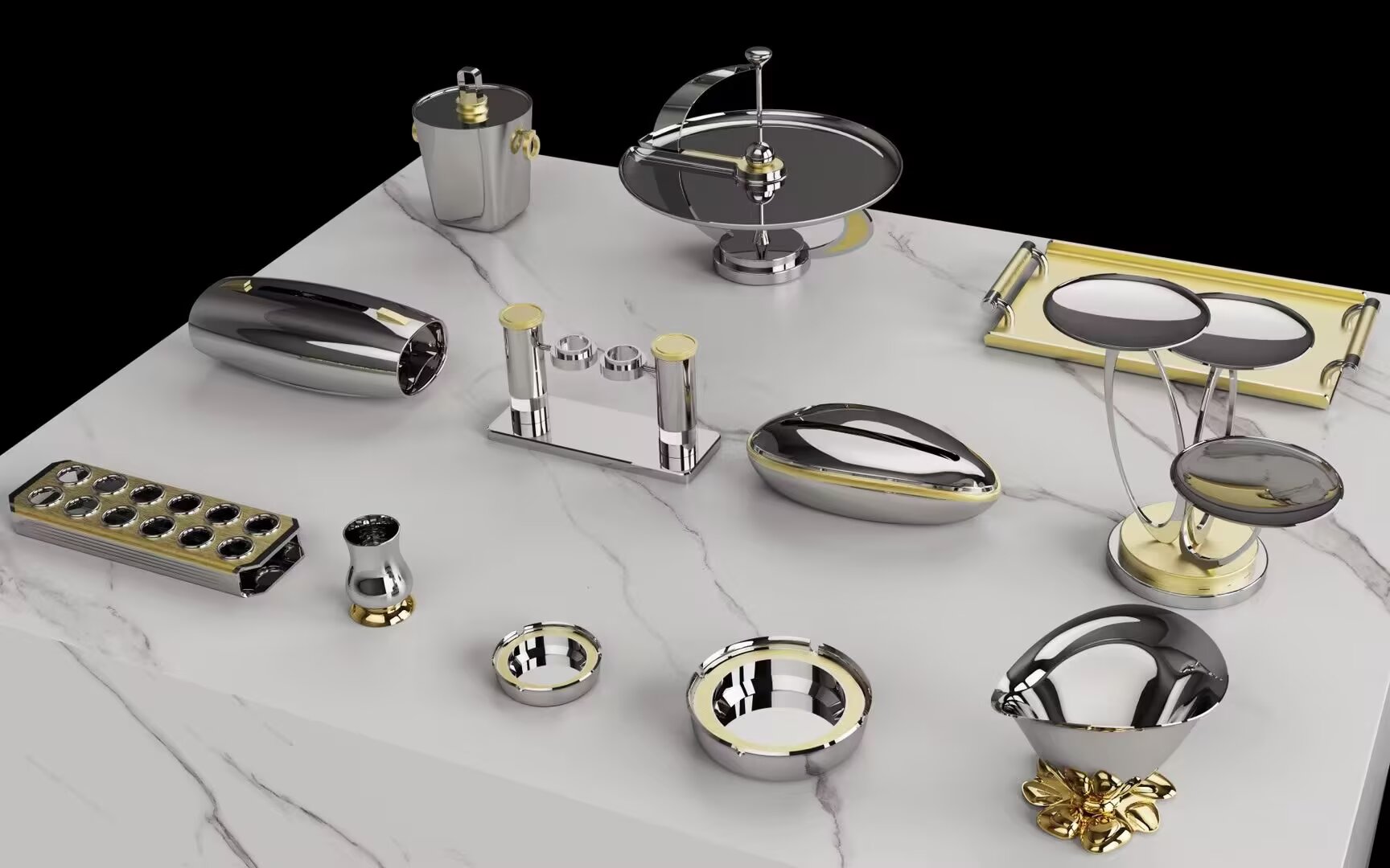 商务会所包厢摆台夜场KTV酒吧会所/Party.K摆件烟灰缸大果盘纸巾盒话筒架产品图