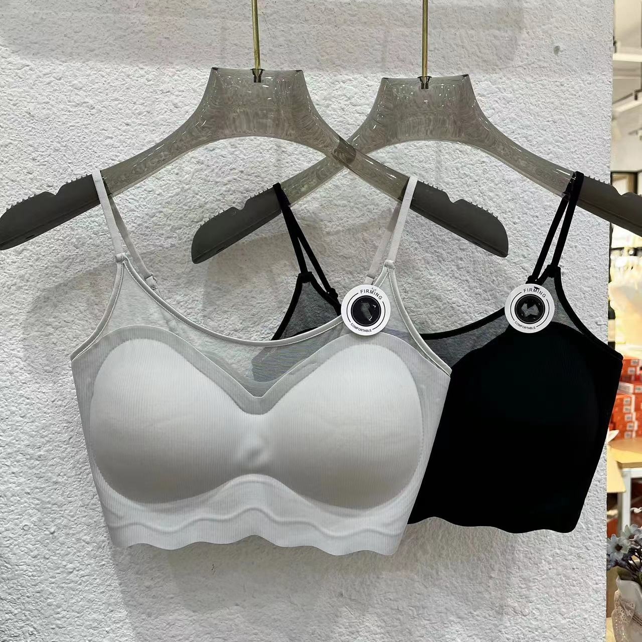 New ice silk seamless lingerie, sexy mesh collar, cloud-like lingerie vest, no steel ring, thin and beautiful strapless vest Specification drawing