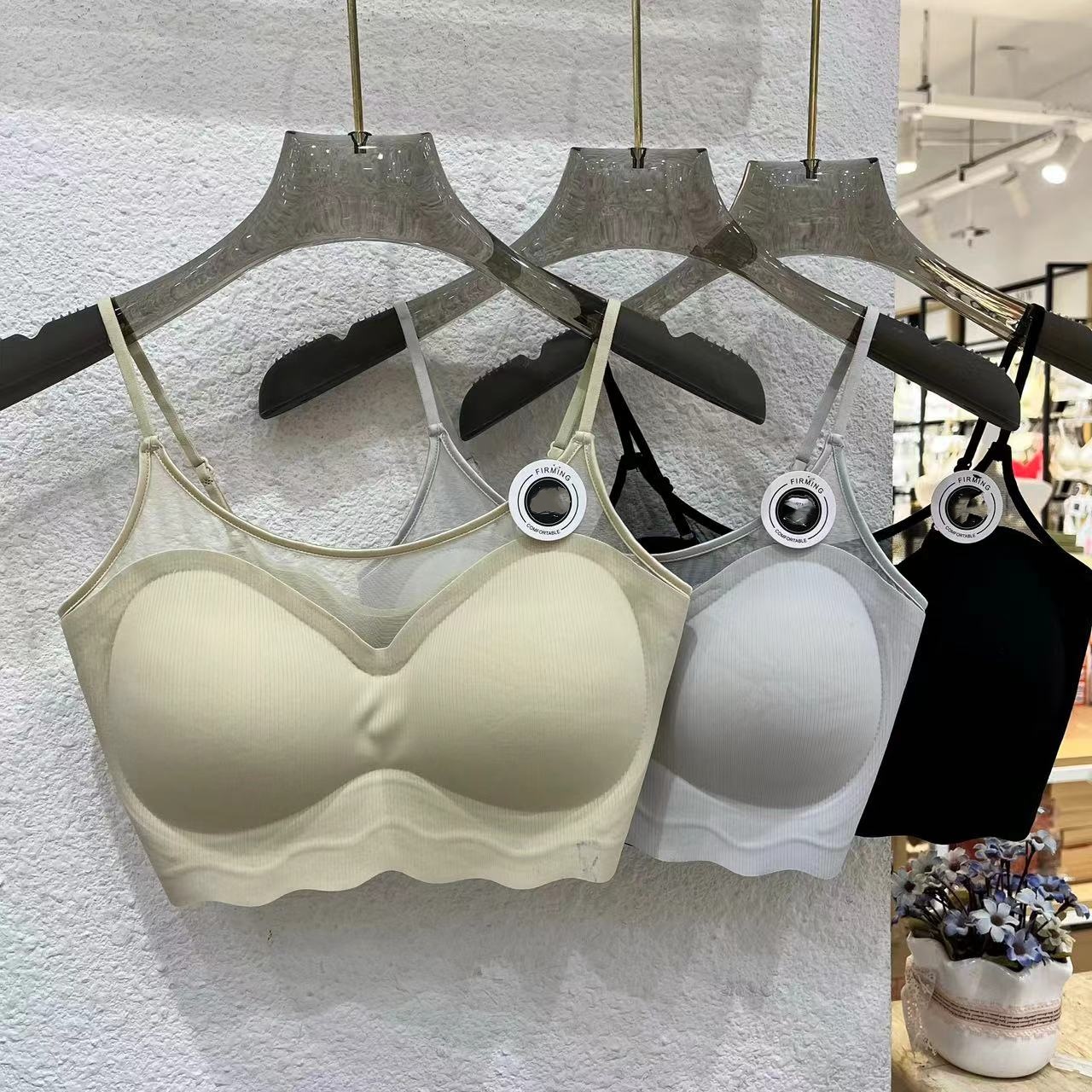 New ice silk seamless lingerie, sexy mesh collar, cloud-like lingerie vest, no steel ring, thin and beautiful strapless vest Item Picture