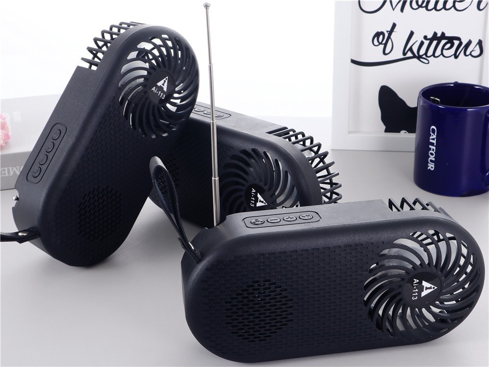 Ai-113蓝牙手持小风扇 户外便携式插卡迷你无线太阳能收音机音响详情3