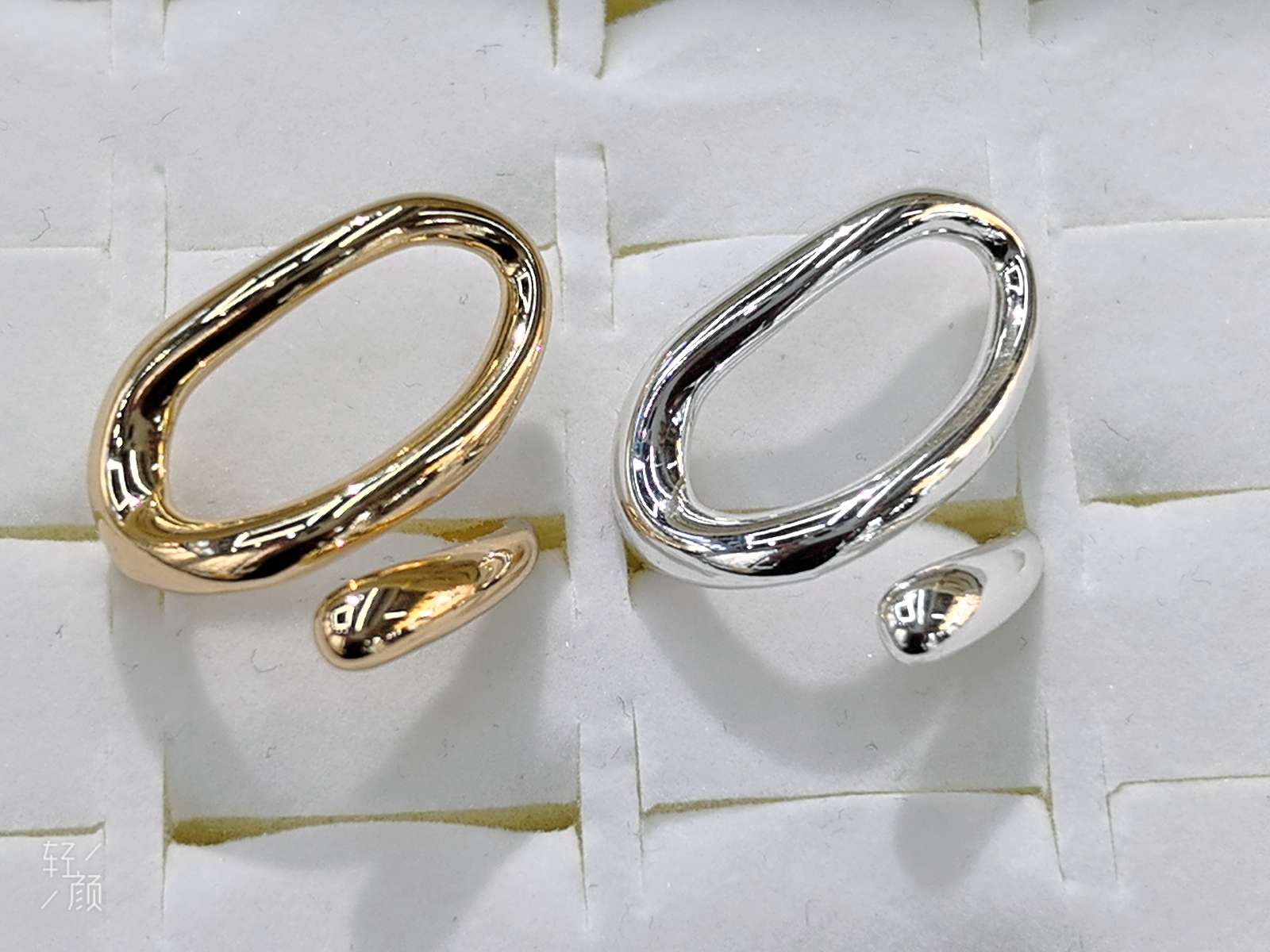 ins风银色金色不规则镂空叠时尚百搭开口戒指