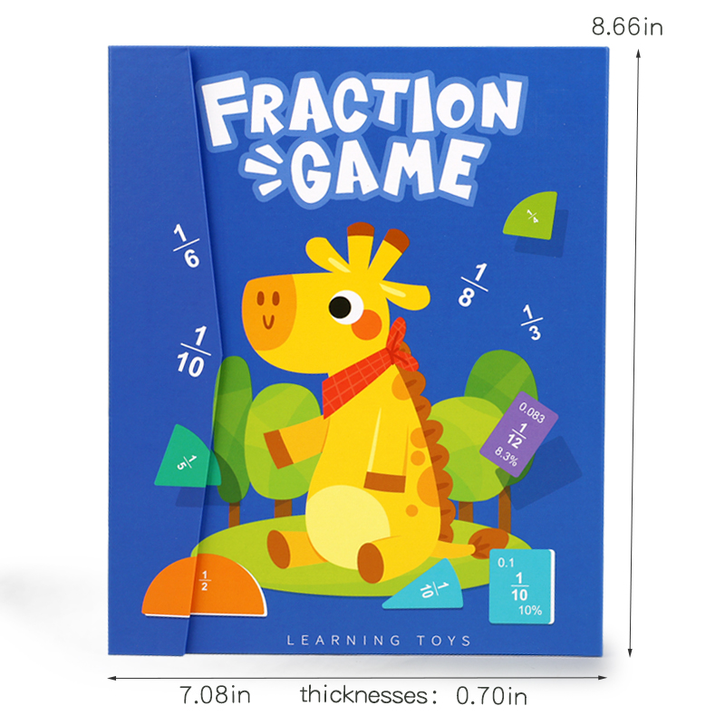 磁性分数盘分母磁力加减运算法数学早教启蒙教具儿童益智玩具 长颈鹿书本分数学习CPC CE EN71出口认证产品图