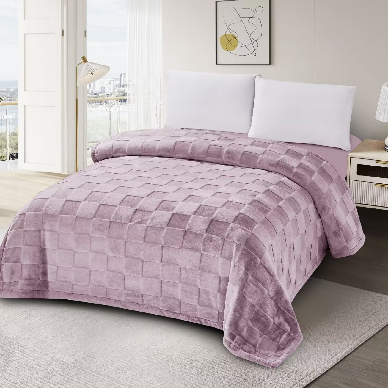 2025年秋冬新款爱阳绒双层加厚毛毯放歌珊瑚绒毛毯仿兔毛婚庆批发 pic 10