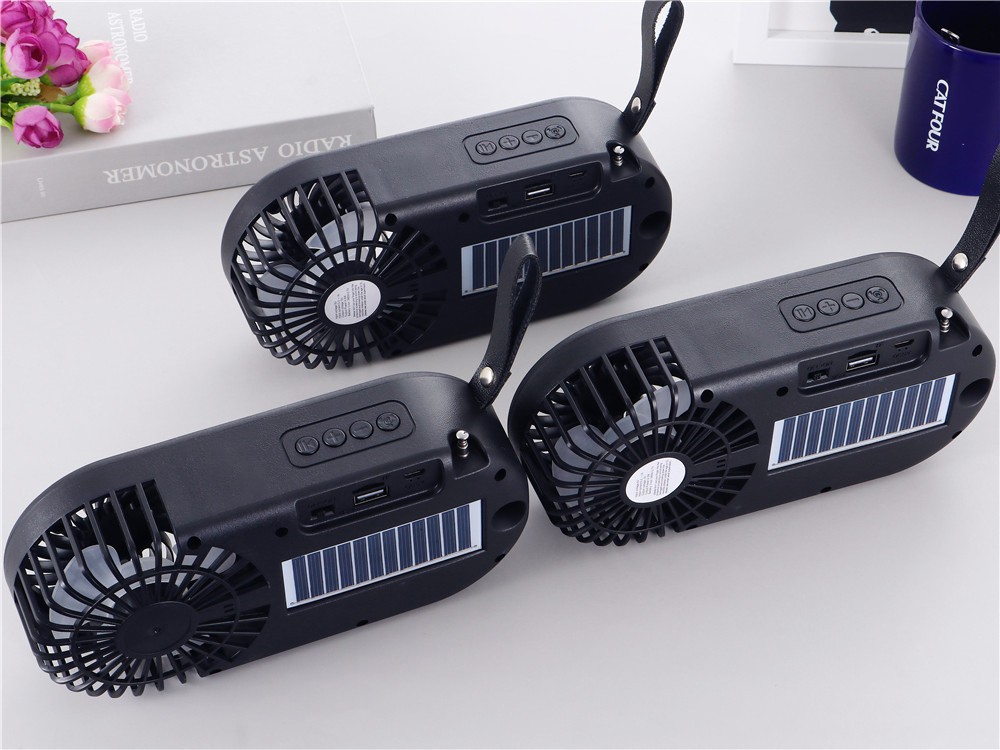 Ai-113蓝牙手持小风扇 户外便携式插卡迷你无线太阳能收音机音响详情2