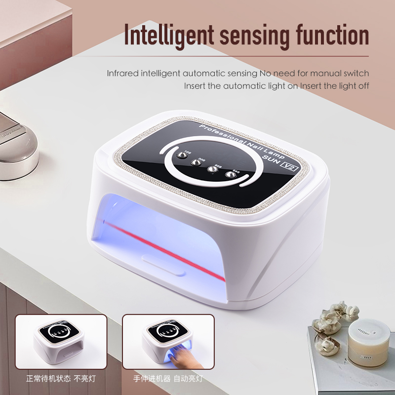 The new 108W battery-powered V2 nail lamp, high-power nail baking lamp, therapy lamp, intelligent sensing and portable Application Scenario