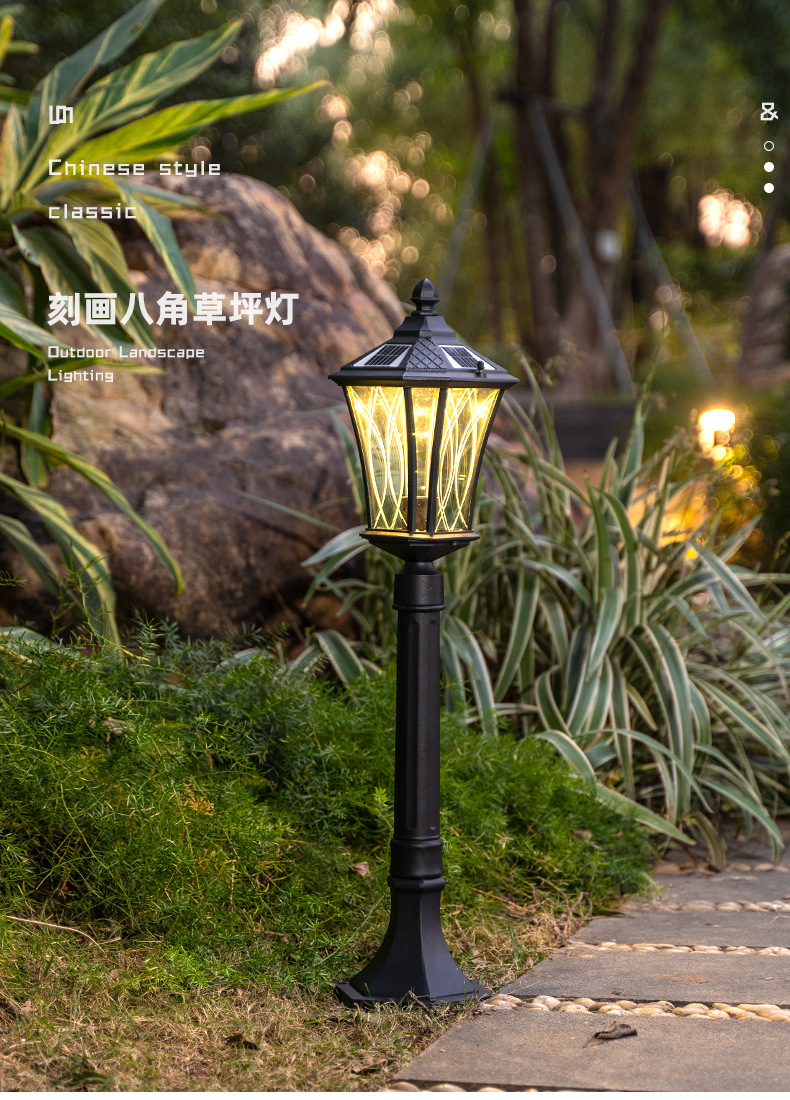 Solar-powered outdoor lawn lights, European retro villa courtyard lights, waterproof garden yard road insert grass lights pic 1
