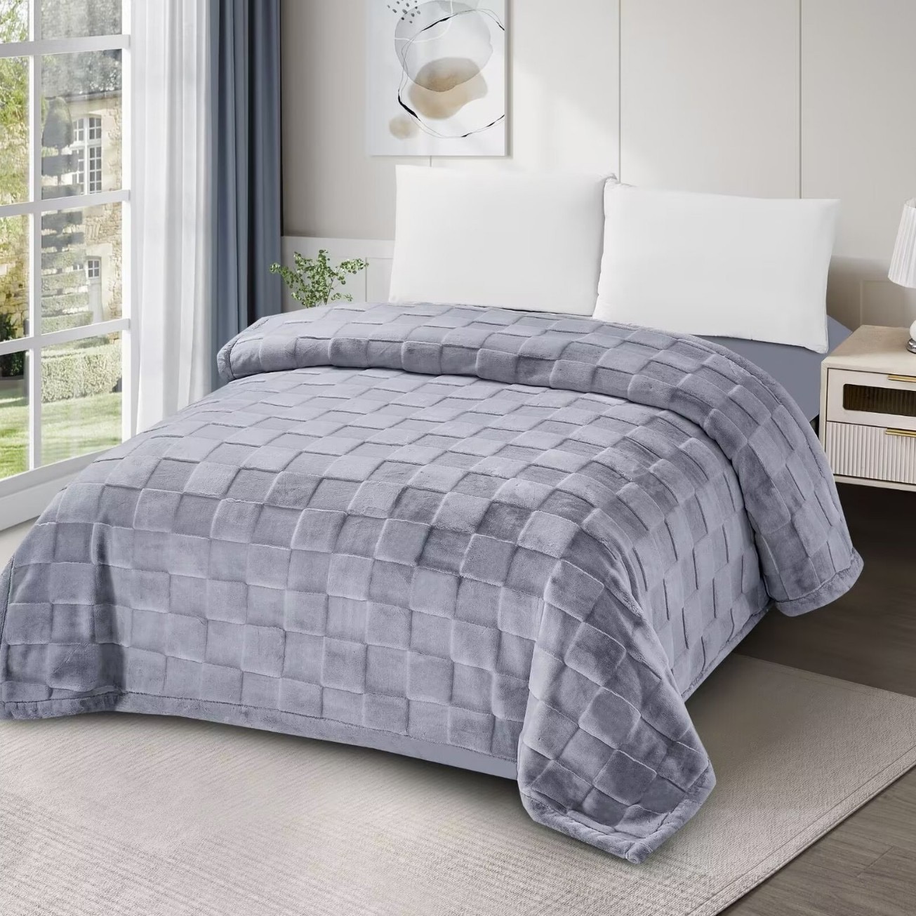 2025年秋冬新款爱阳绒双层加厚毛毯放歌珊瑚绒毛毯仿兔毛婚庆批发 pic 3