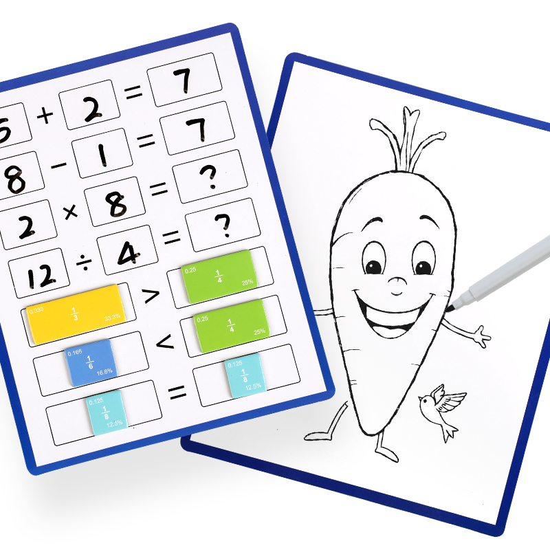 磁性分数盘分母磁力加减运算法数学早教启蒙教具儿童益智玩具 长颈鹿书本分数学习CPC CE EN71出口认证白底实物图