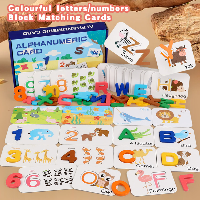 English spelling words, children's intelligence and early education, 26 English letter cards matching cognitive puzzles, wooden toys, alphanomeric arithmetic building blocks matching cards, CE CPC, EN71 export certification full figure