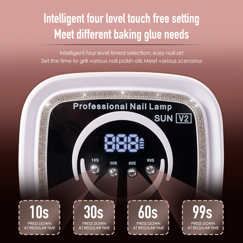 The new 108W battery-powered V2 nail lamp, high-power nail baking lamp, therapy lamp, intelligent sensing and portable Specification drawing