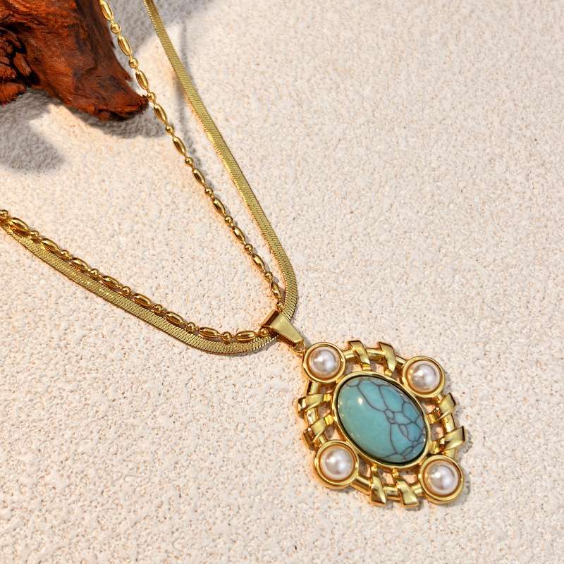 淡水珍珠项链银饰饰品 时尚简约珍珠项饰 女士优雅气质礼物保色 钛钢不锈钢INS风