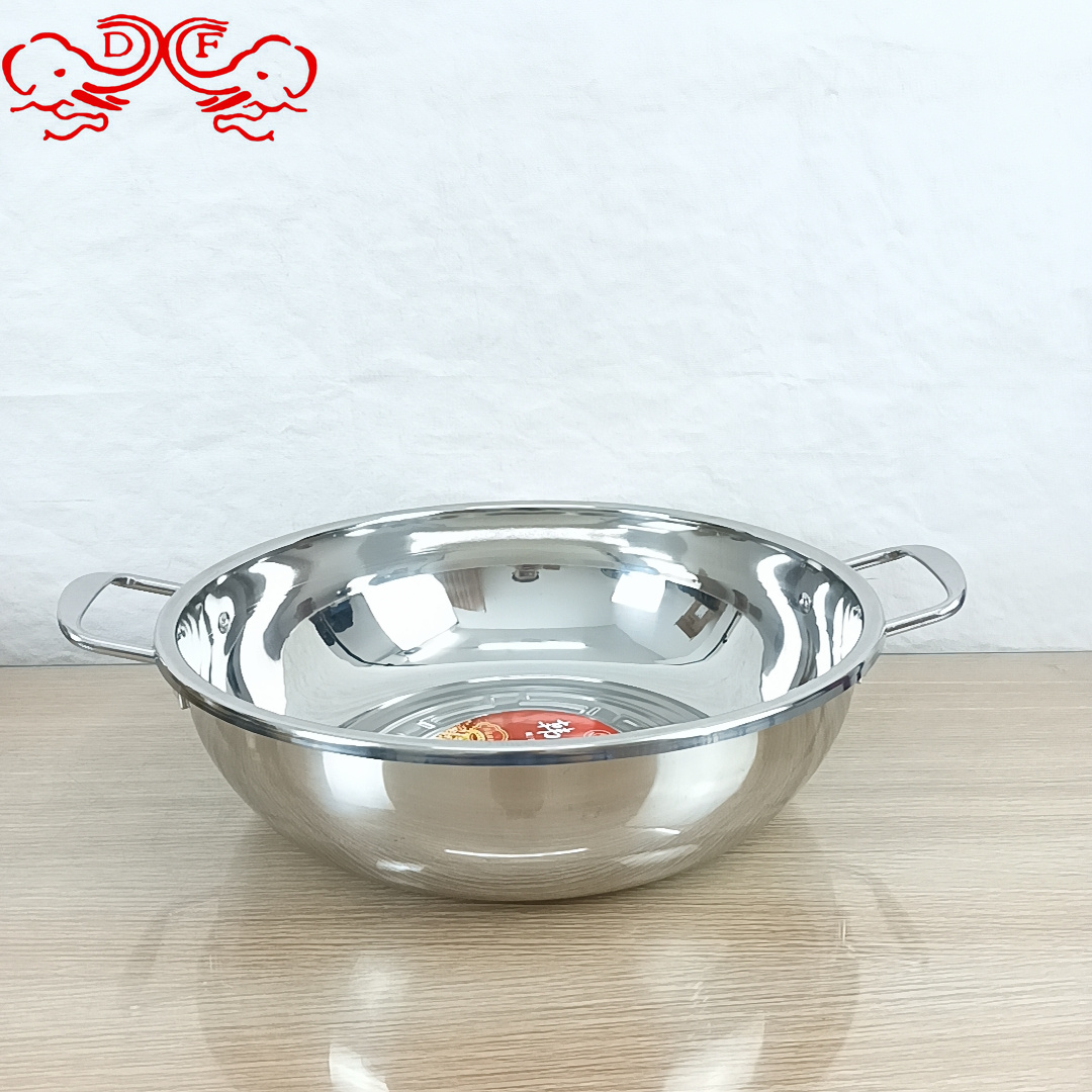 DF99955 stainless steel hot pot basin, Little Sheep extra-thick clear soup hot pot with ears, outdoor alcohol hot pot special pot DF TRADINGHOUSE Specification image