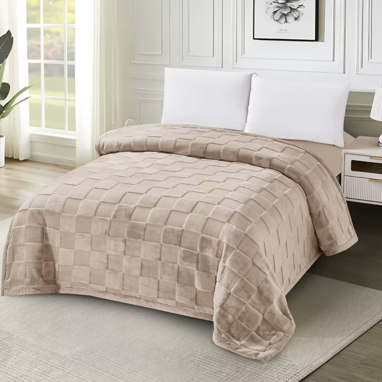 2025年秋冬新款爱阳绒双层加厚毛毯放歌珊瑚绒毛毯仿兔毛婚庆批发 Item Picture