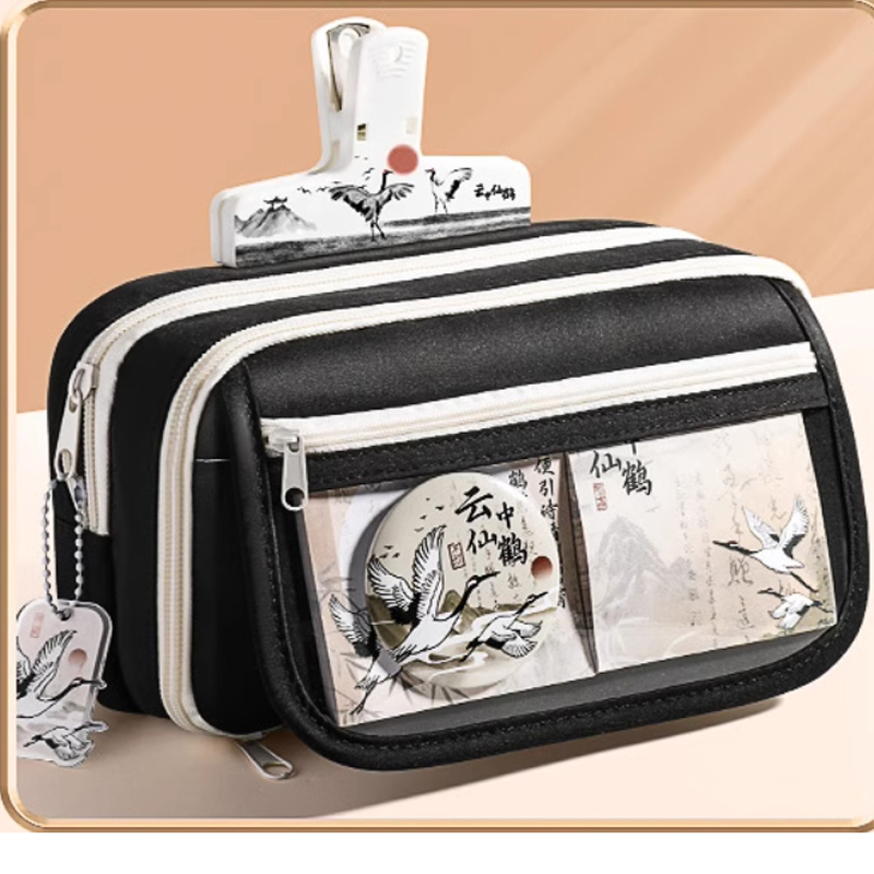 国潮硅胶铅笔袋 学生文具收纳笔袋 创意简约文具袋图