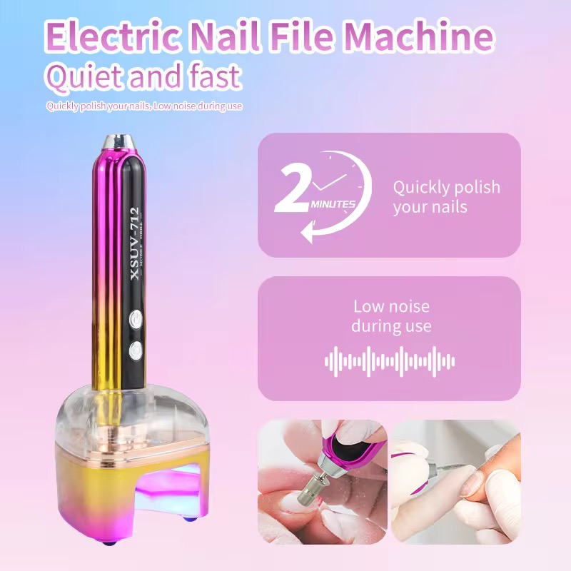 The 2025 new model of battery-powered nail polish pen and light therapy lamp two-in-one nail machine with a 35000 RPM charging base Specification drawing