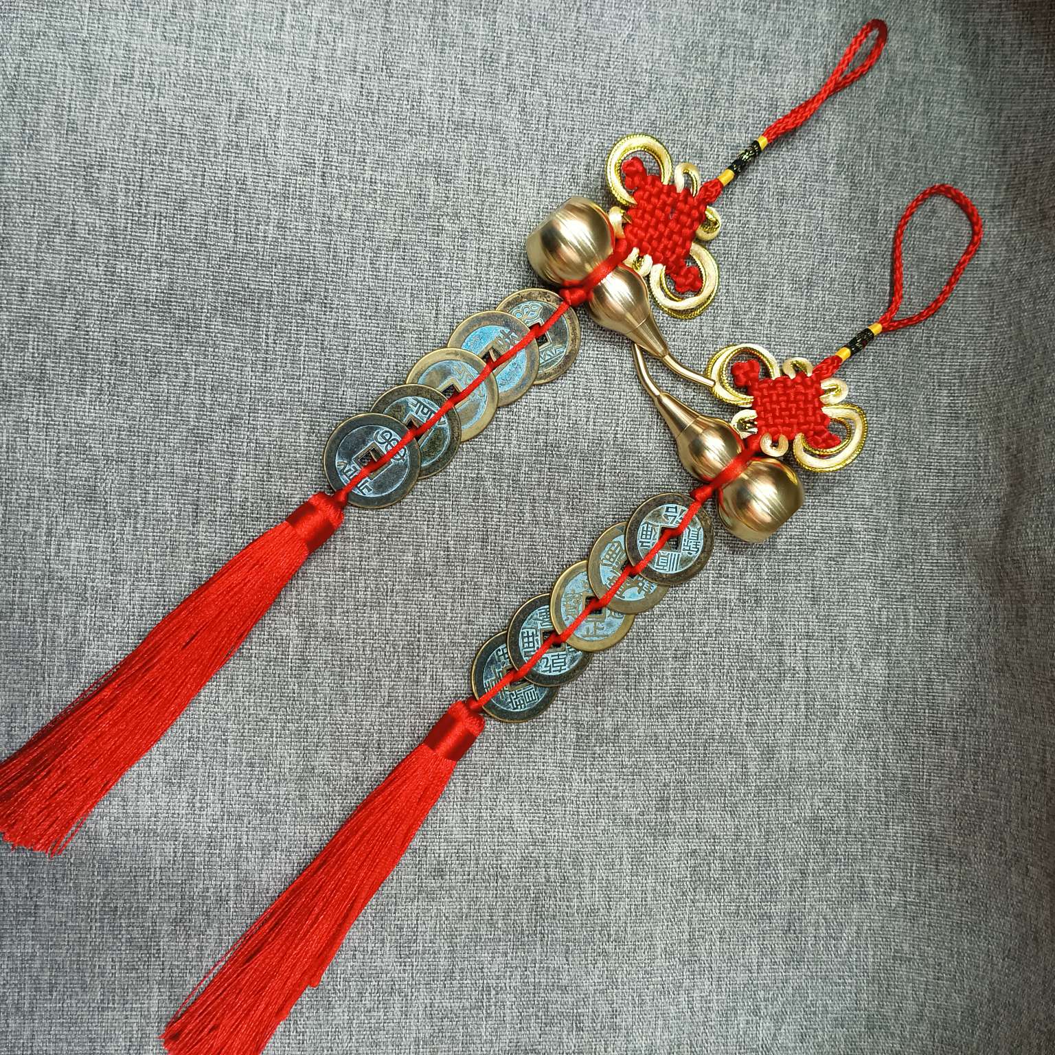 中公工艺葫芦五帝钱挂件高仿复古铜钱挂饰包扣车挂件仿古钱币中国结挂件详情图3