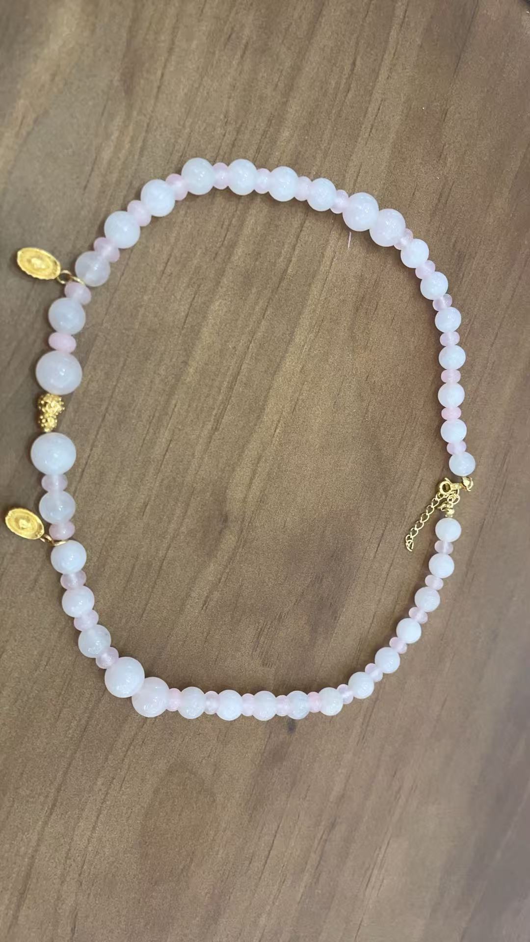 天然粉水晶白水晶项链