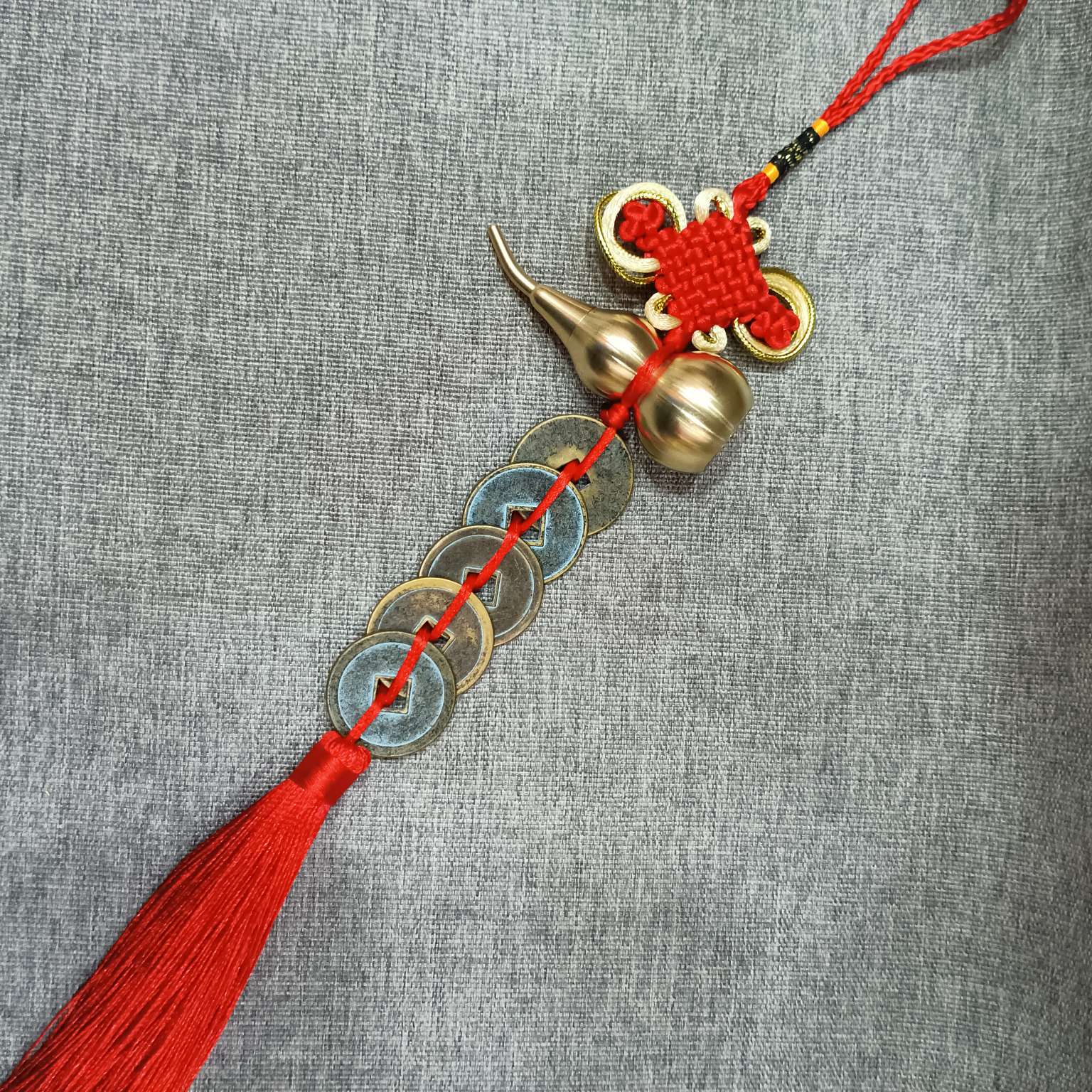 中公工艺葫芦五帝钱挂件高仿复古铜钱挂饰包扣车挂件仿古钱币中国结挂件详情图10