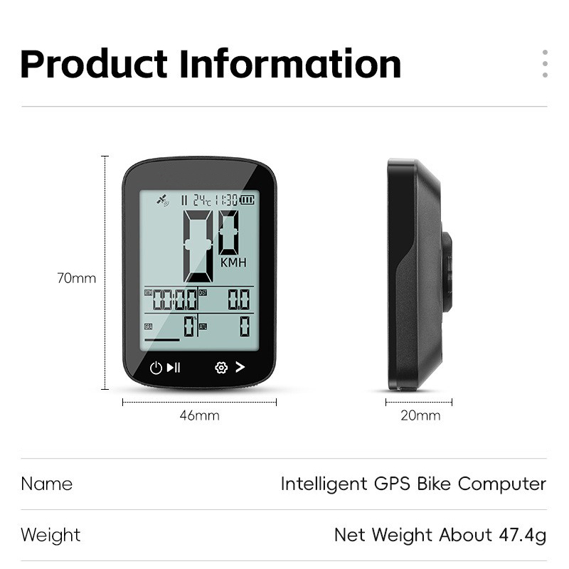 BKV300 USB rechargeable bicycle GPS odometer wireless odometer large screen wireless backlight waterproof mountain bike odometer Odometer speed meter Specification image