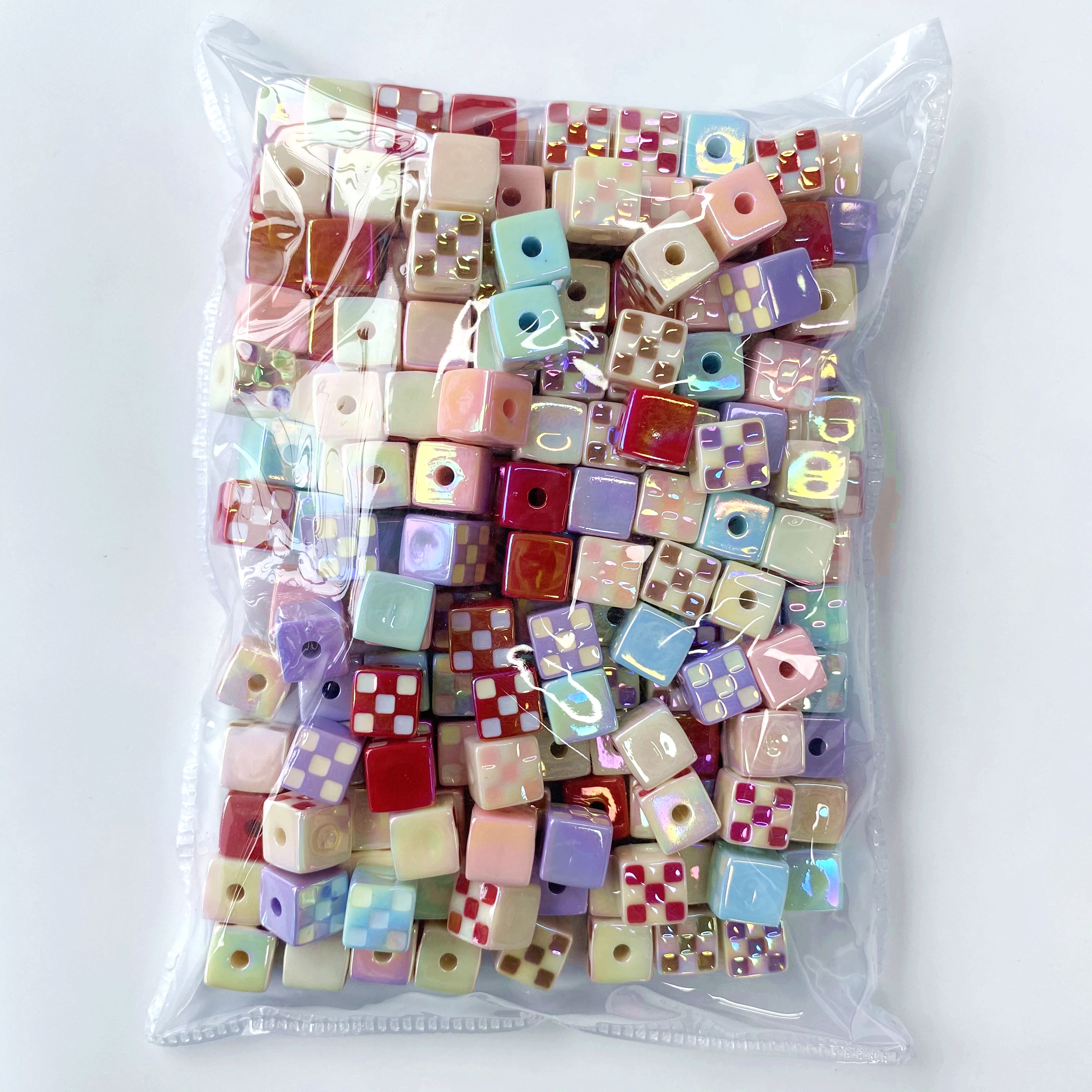 14mm acrylic uv Sunlight Rainbow Oil Drip Rubik's Cube scattered beads diy pendant/mobile phone chain keychain pendant accessory material production Item Picture