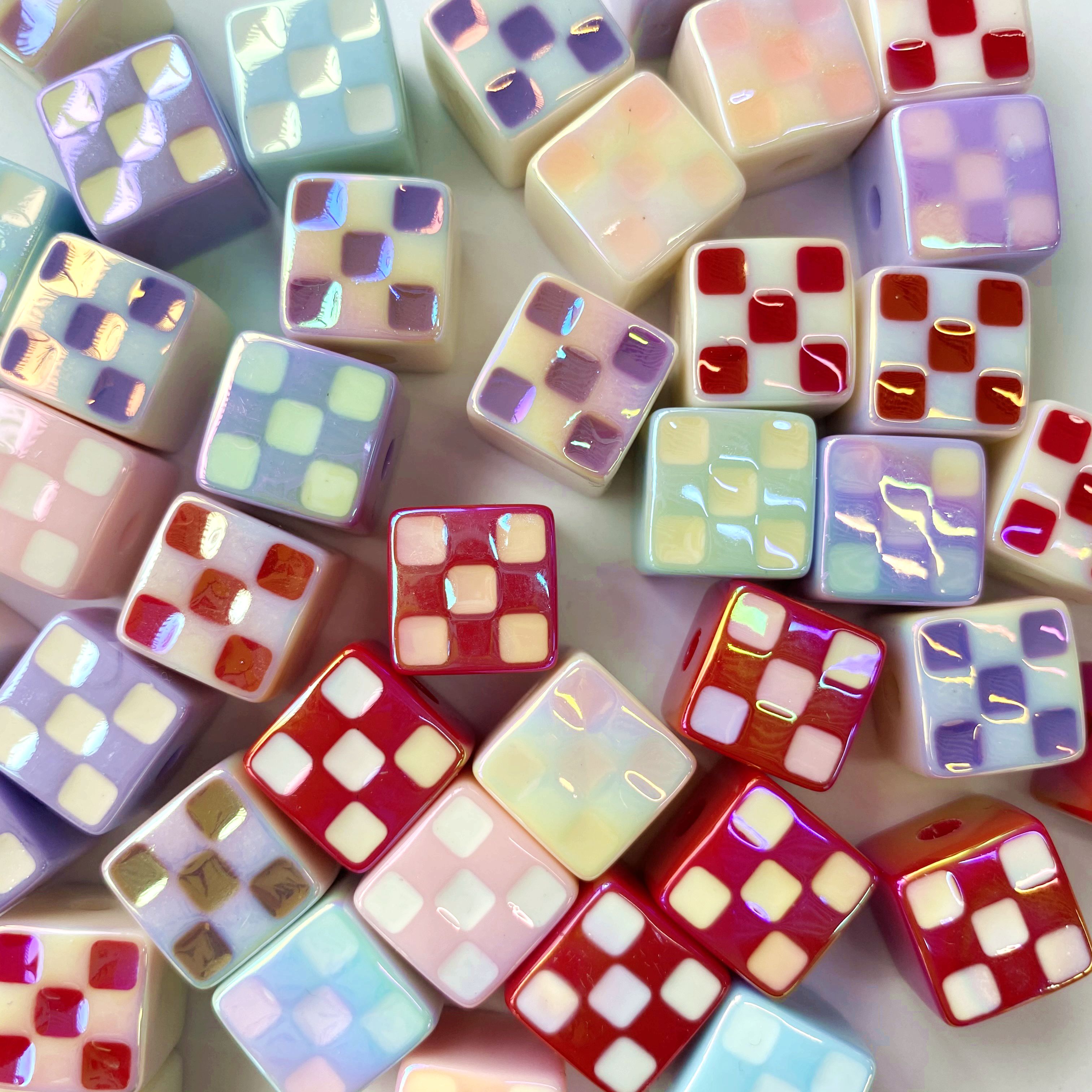 14mm acrylic uv Sunlight Rainbow Oil Drip Rubik's Cube scattered beads diy pendant/mobile phone chain keychain pendant accessory material production