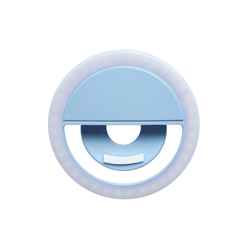 rk12手机补光灯usb圆形充电款补光灯美颜自拍手机补光灯工厂批发 天蓝色