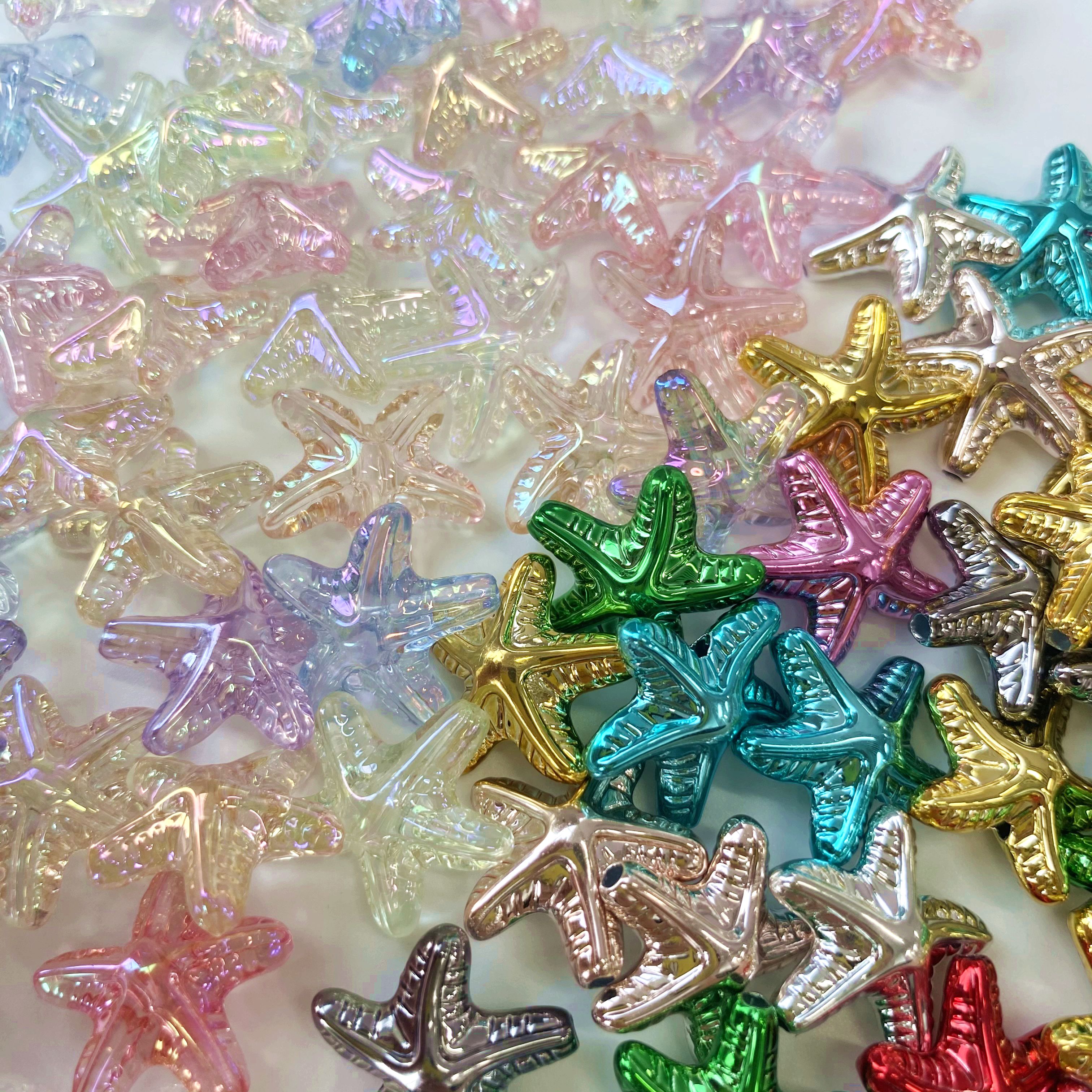 亚克力uv电镀金属透明海星散珠挂饰ｄｉｙ／手机挂链钥匙扣挂包吊坠饰品配件材料